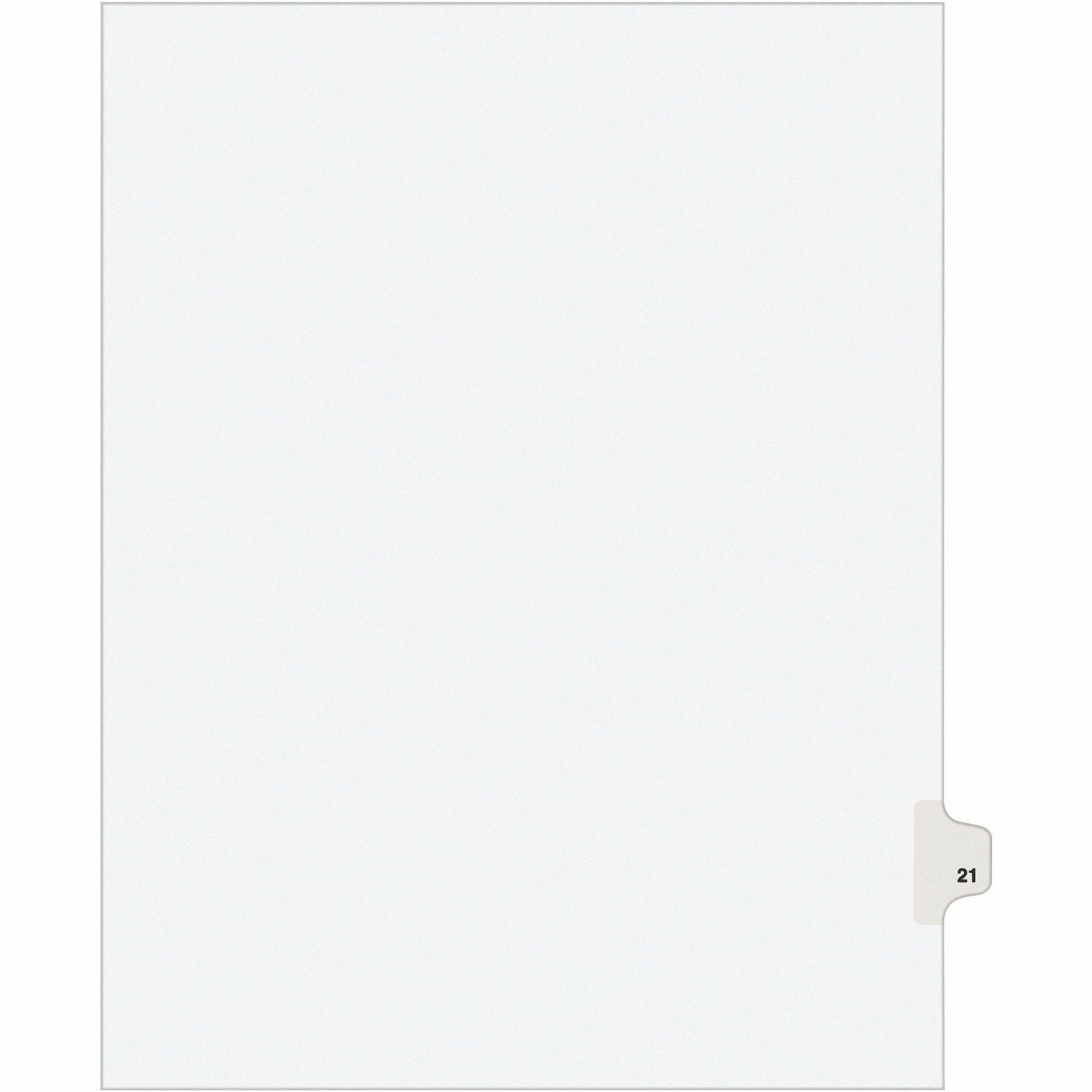 Preprinted Legal Exhibit Side Tab Index Dividers, Avery Style, 10-Tab, 21, 11 x 8.5, White, 25/Pack, (1021)