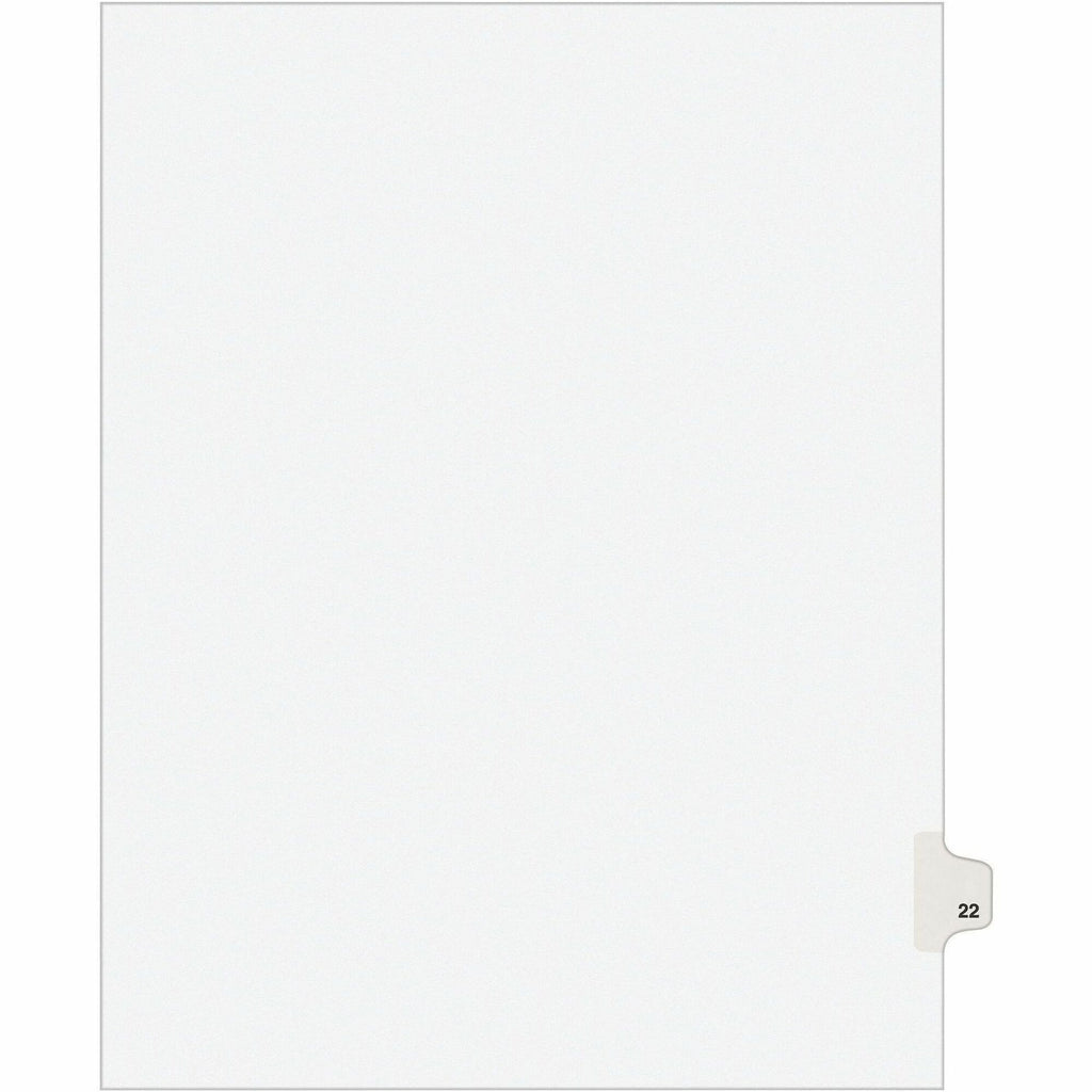 Preprinted Legal Exhibit Side Tab Index Dividers, Avery Style, 10-Tab, 22, 11 x 8.5, White, 25/Pack, (1022)