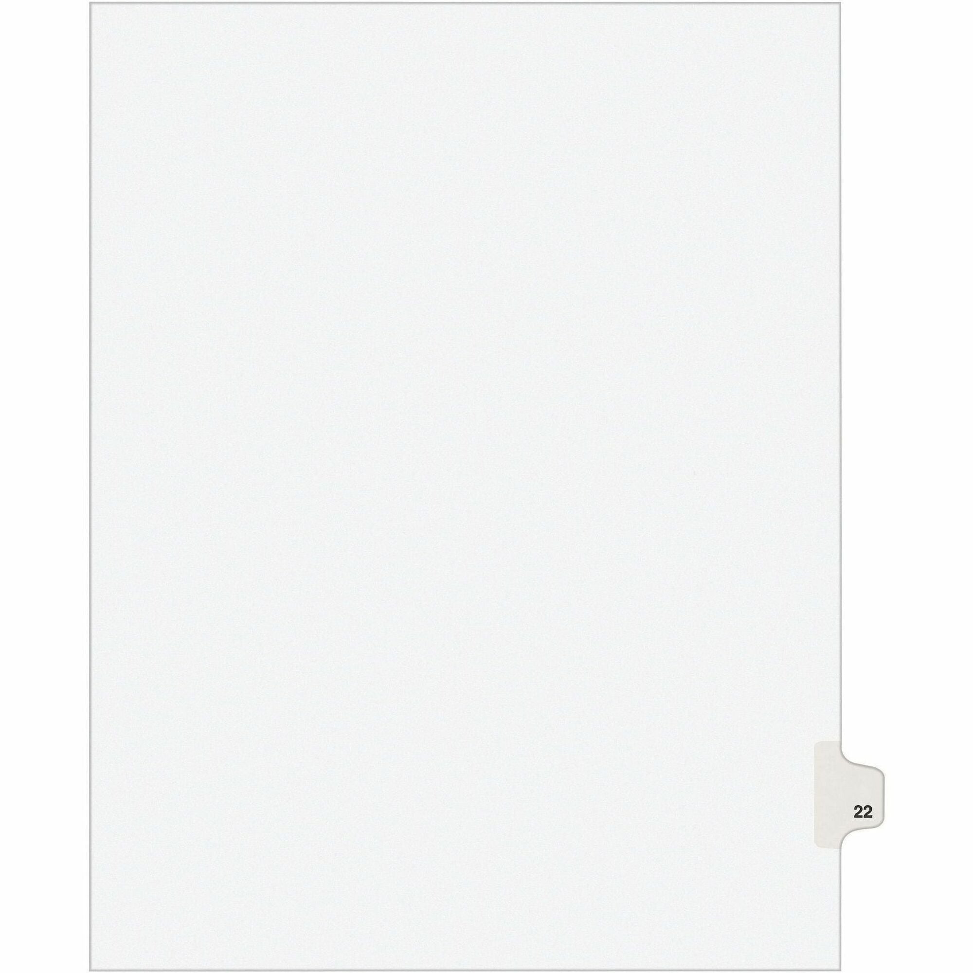 Preprinted Legal Exhibit Side Tab Index Dividers, Avery Style, 10-Tab, 22, 11 x 8.5, White, 25/Pack, (1022)