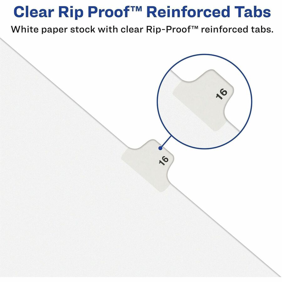 Preprinted Legal Exhibit Side Tab Index Dividers, Avery Style, 10-Tab, 24, 11 x 8.5, White, 25/Pack, (1024)