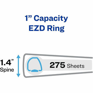 Heavy-Duty View Binder with DuraHinge, One Touch EZD Rings and Extra-Wide Cover, 3 Ring, 1" Capacity, 11 x 8.5, White, (1318)