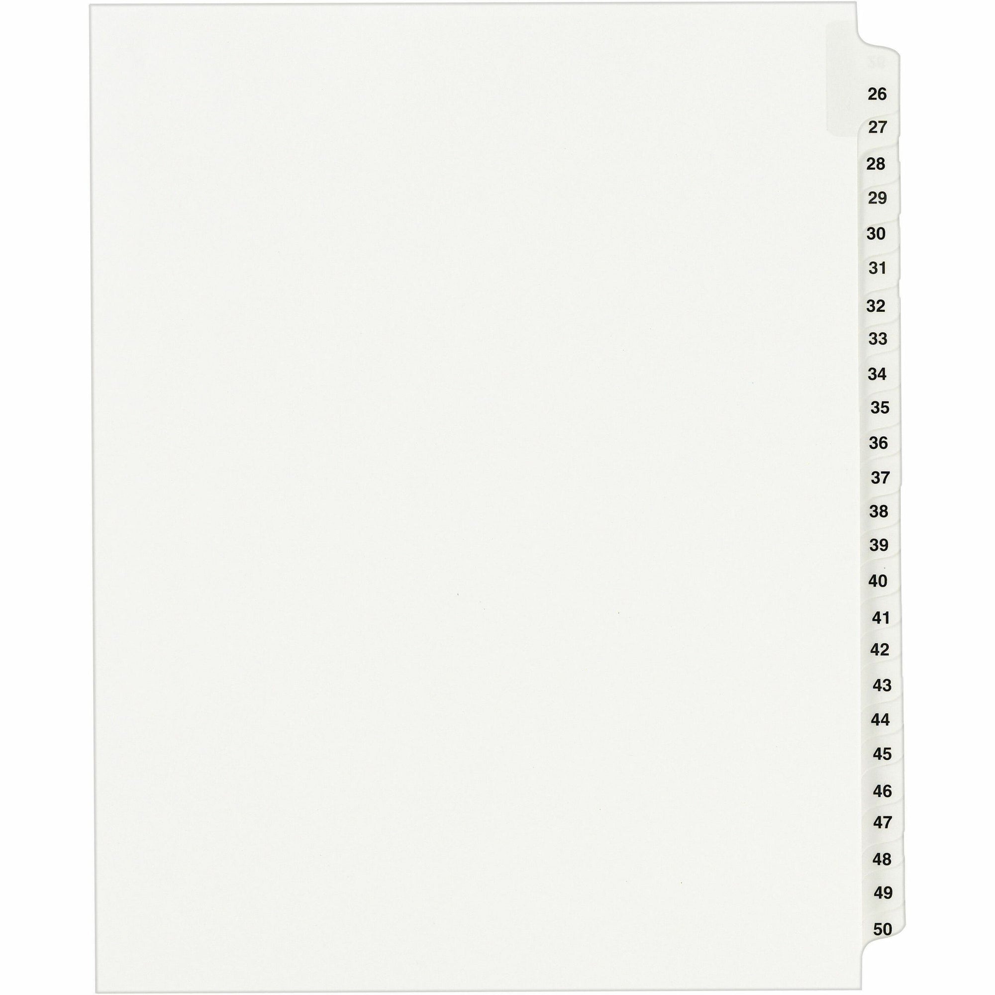 Preprinted Legal Exhibit Side Tab Index Dividers, Avery Style, 25-Tab, 26 to 50, 11 x 8.5, White, 1 Set, (1331)