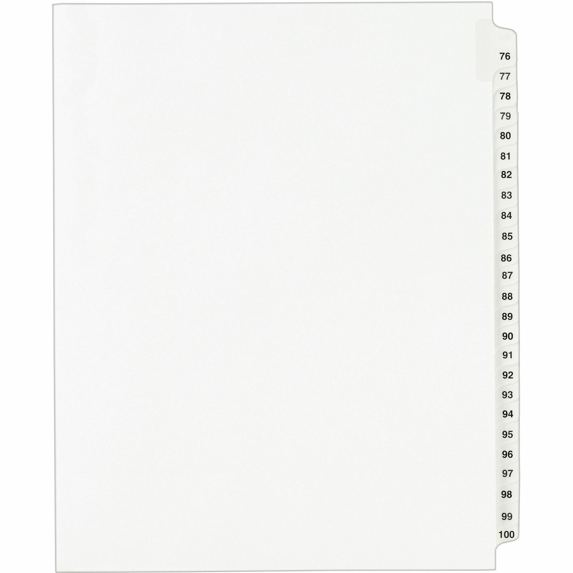 Preprinted Legal Exhibit Side Tab Index Dividers, Avery Style, 25-Tab, 76 to 100, 11 x 8.5, White, 1 Set, (1333)