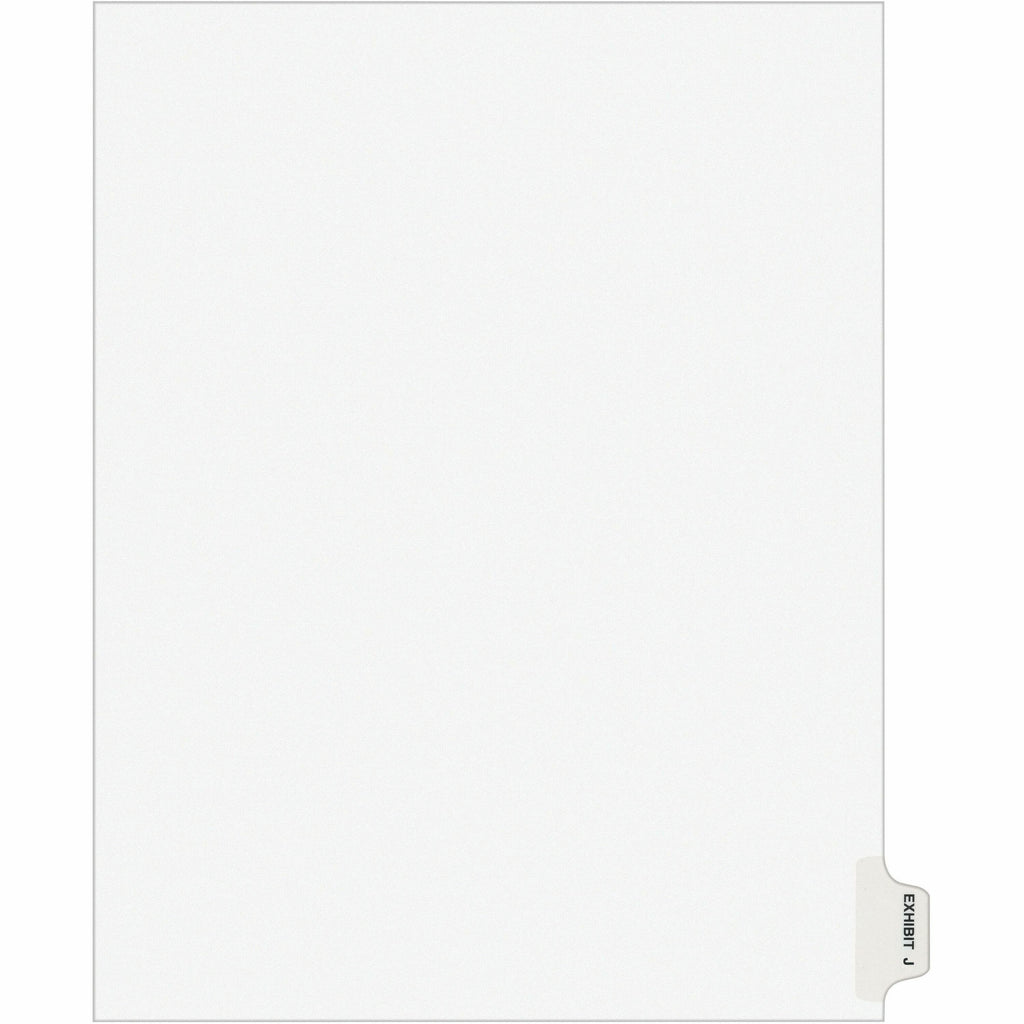Avery Individual Legal Exhibit Dividers - Avery Style - 1 Printed Tab(s) - Character - J - 8.5" Divider Width x 11" Divider Length - Letter - White Paper Divider - Paper Tab(s) - Recycled - Reinforced Tab, Rip Proof, Unpunched - 25 / Pack