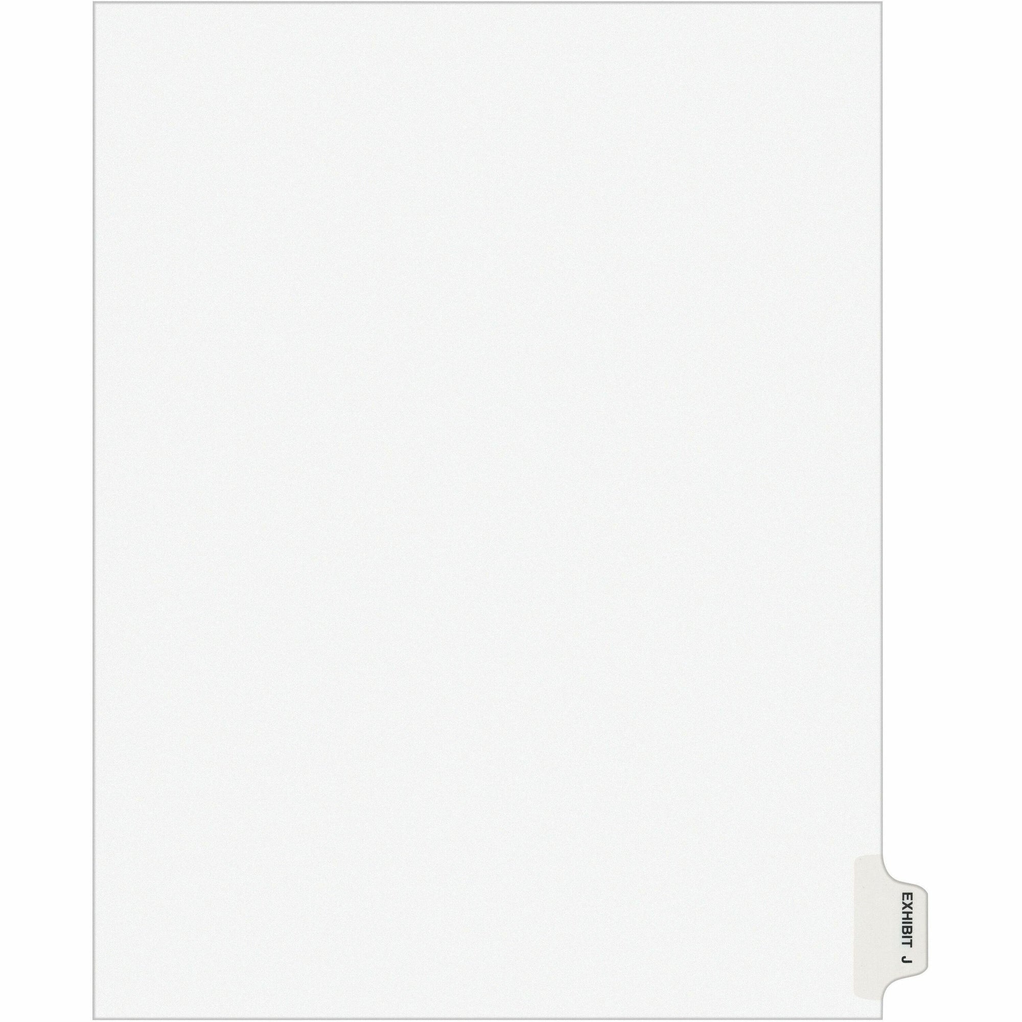 Avery Individual Legal Exhibit Dividers - Avery Style - 1 Printed Tab(s) - Character - J - 8.5" Divider Width x 11" Divider Length - Letter - White Paper Divider - Paper Tab(s) - Recycled - Reinforced Tab, Rip Proof, Unpunched - 25 / Pack