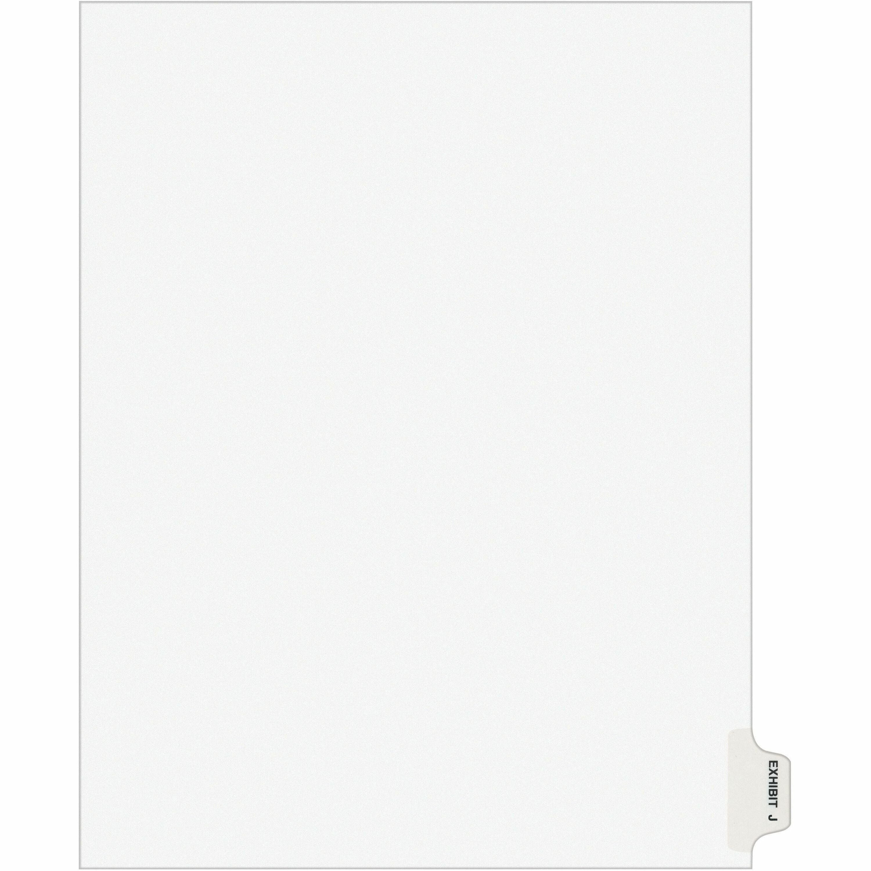 Avery Individual Legal Exhibit Dividers - Avery Style - 1 Printed Tab(s) - Character - J - 8.5" Divider Width x 11" Divider Length - Letter - White Paper Divider - Paper Tab(s) - Recycled - Reinforced Tab, Rip Proof, Unpunched - 25 / Pack