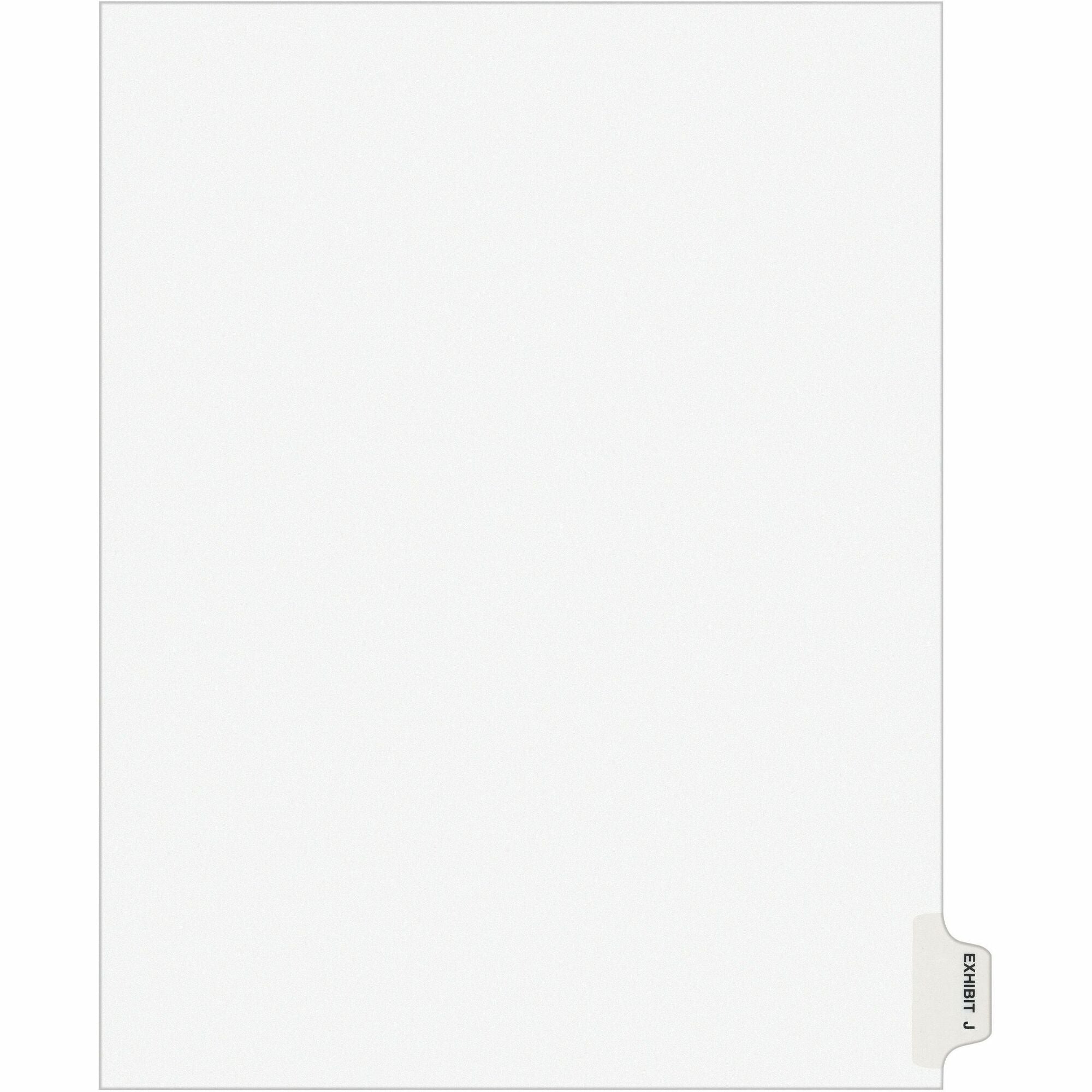 Avery Individual Legal Exhibit Dividers - Avery Style - 1 Printed Tab(s) - Character - J - 8.5" Divider Width x 11" Divider Length - Letter - White Paper Divider - Paper Tab(s) - Recycled - Reinforced Tab, Rip Proof, Unpunched - 25 / Pack - 