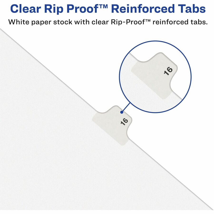 Avery Individual Legal Exhibit Dividers - Avery Style - 1 Printed Tab(s) - Character - J - 8.5" Divider Width x 11" Divider Length - Letter - White Paper Divider - Paper Tab(s) - Recycled - Reinforced Tab, Rip Proof, Unpunched - 25 / Pack - 