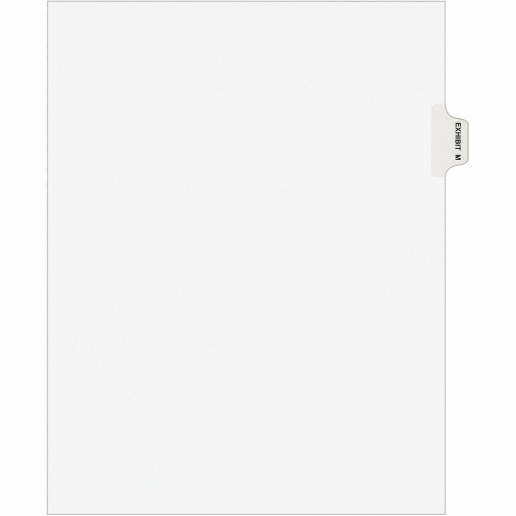 Avery Individual Legal Exhibit Dividers - Avery Style - 1 Printed Tab(s) - Character - M - 8.5" Divider Width x 11" Divider Length - Letter - White Paper Divider - Paper Tab(s) - Recycled - Reinforced Tab, Rip Proof, Unpunched - 25 / Pack
