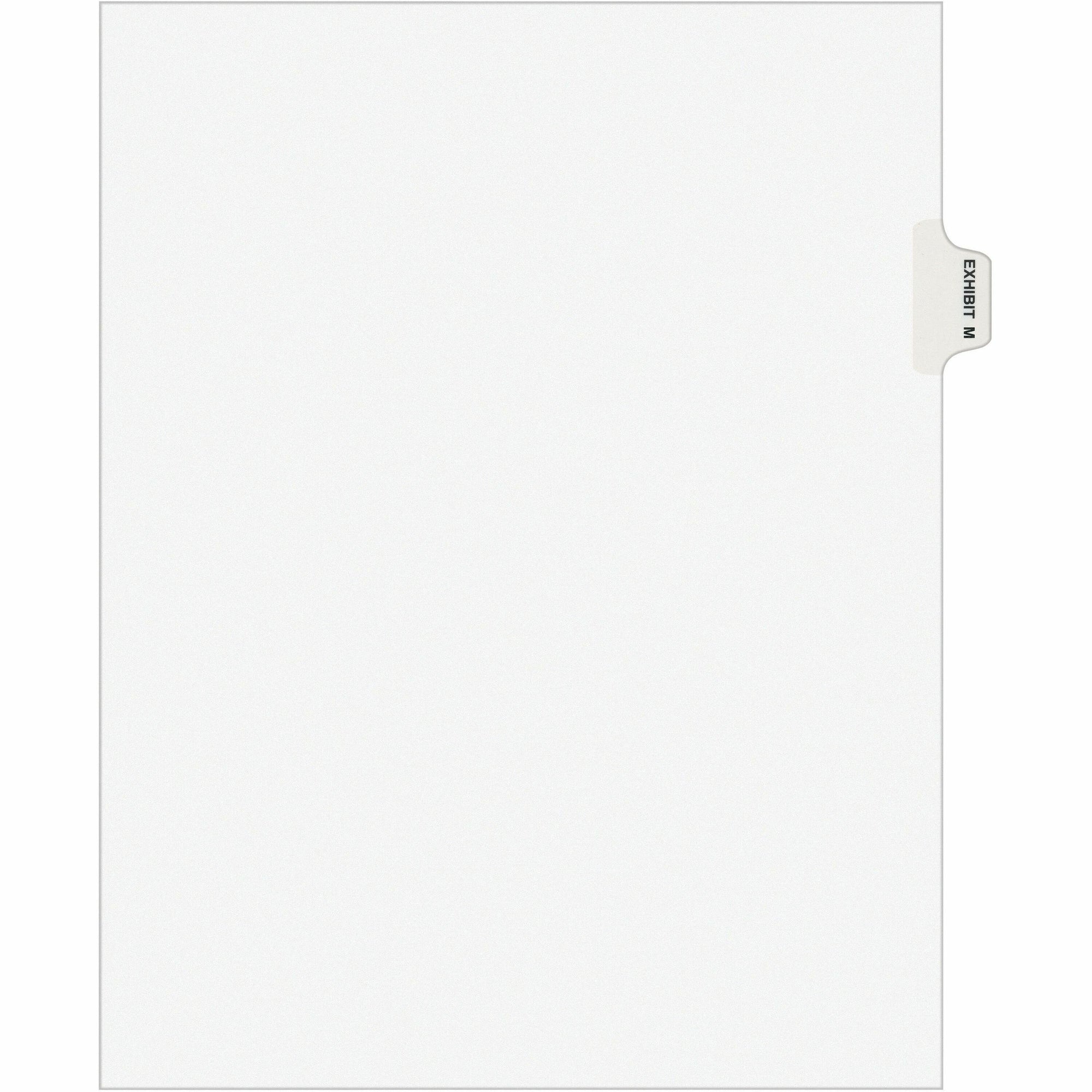 Avery Individual Legal Exhibit Dividers - Avery Style - 1 Printed Tab(s) - Character - M - 8.5" Divider Width x 11" Divider Length - Letter - White Paper Divider - Paper Tab(s) - Recycled - Reinforced Tab, Rip Proof, Unpunched - 25 / Pack