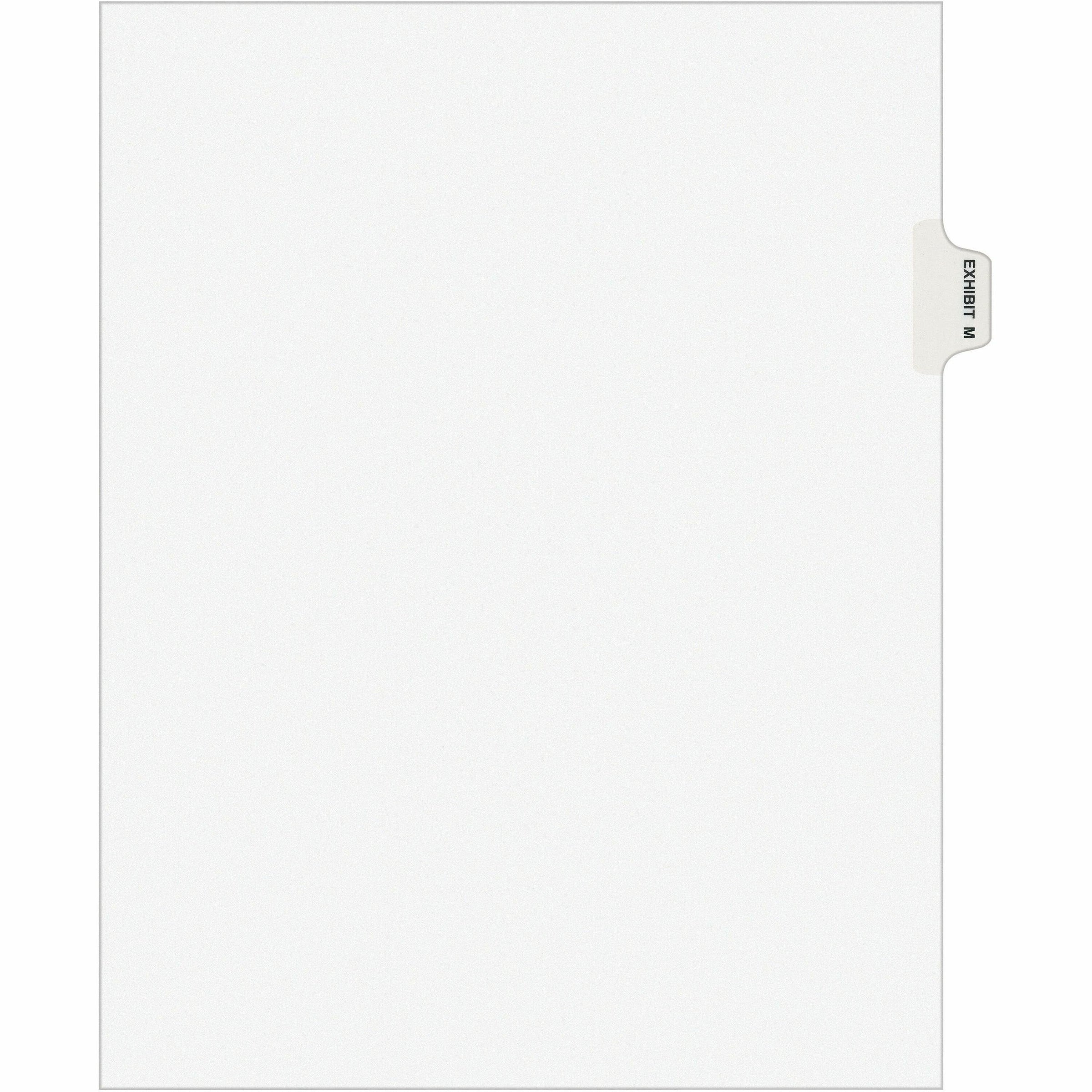 Avery Individual Legal Exhibit Dividers - Avery Style - 1 Printed Tab(s) - Character - M - 8.5" Divider Width x 11" Divider Length - Letter - White Paper Divider - Paper Tab(s) - Recycled - Reinforced Tab, Rip Proof, Unpunched - 25 / Pack