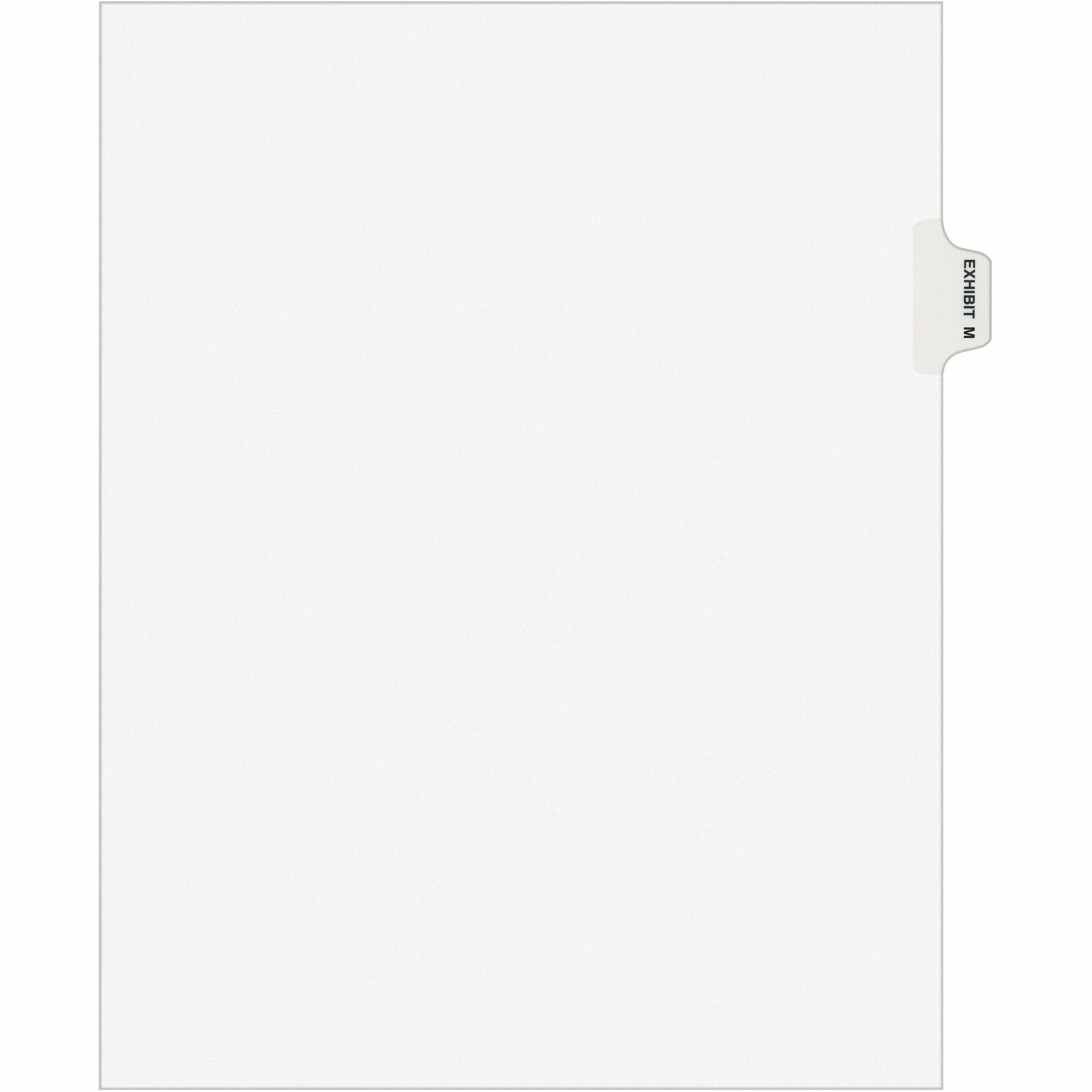 Avery Individual Legal Exhibit Dividers - Avery Style - 1 Printed Tab(s) - Character - M - 8.5" Divider Width x 11" Divider Length - Letter - White Paper Divider - Paper Tab(s) - Recycled - Reinforced Tab, Rip Proof, Unpunched - 25 / Pack