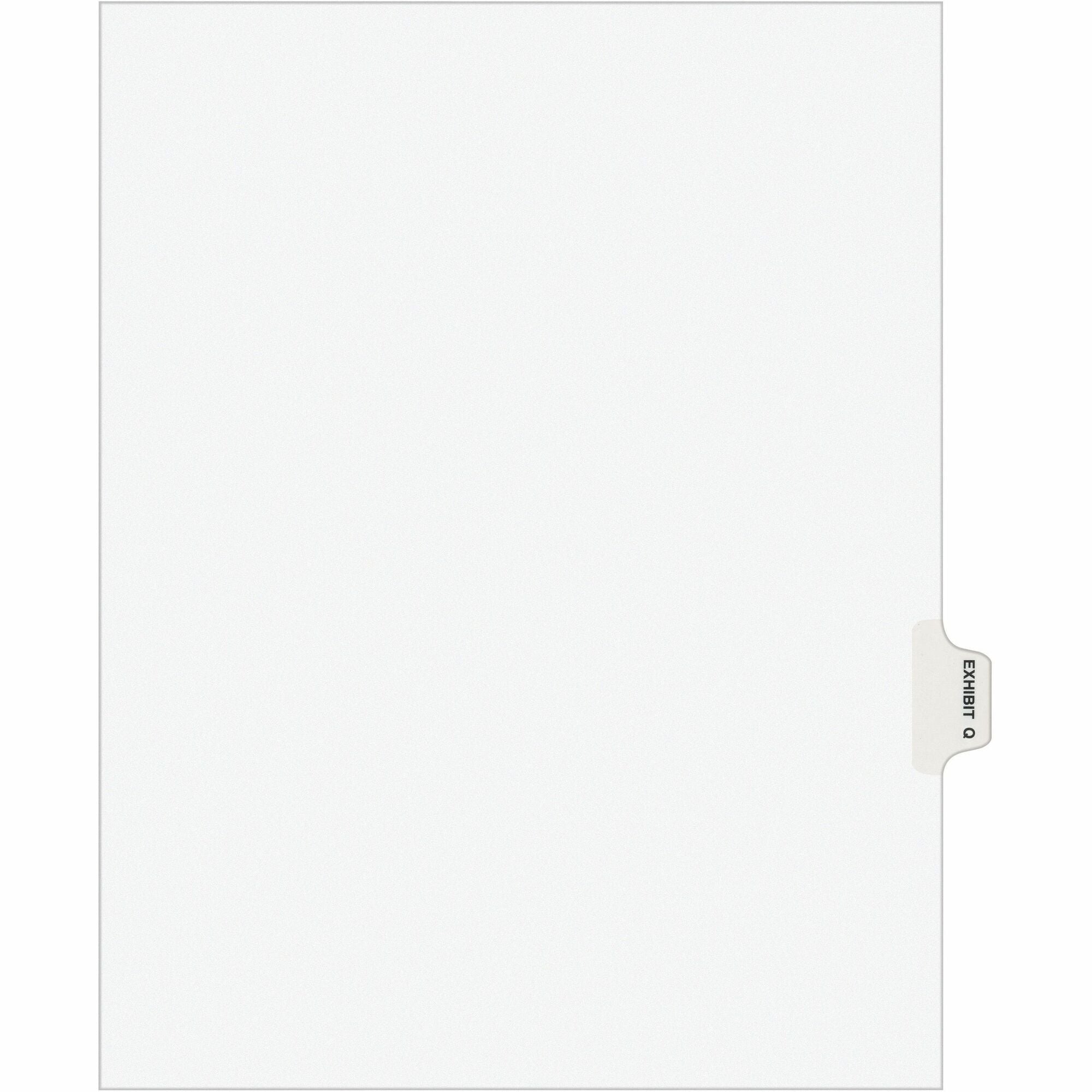 Avery Individual Legal Exhibit Dividers - Avery Style - 1 Printed Tab(s) - Character - Q - 8.5" Divider Width x 11" Divider Length - Letter - White Paper Divider - Paper Tab(s) - Recycled - Reinforced Tab, Rip Proof, Unpunched - 25 / Pack - 