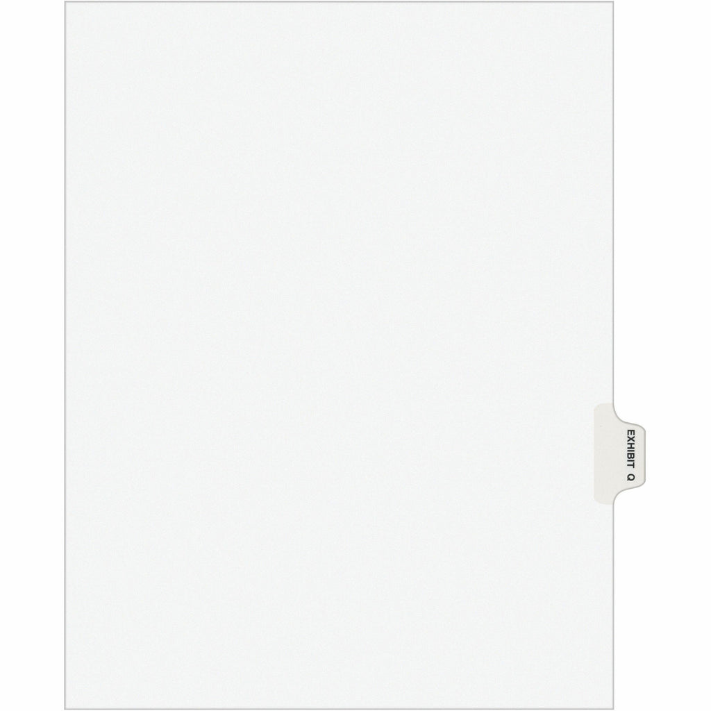 Avery Individual Legal Exhibit Dividers - Avery Style - 1 Printed Tab(s) - Character - Q - 8.5" Divider Width x 11" Divider Length - Letter - White Paper Divider - Paper Tab(s) - Recycled - Reinforced Tab, Rip Proof, Unpunched - 25 / Pack