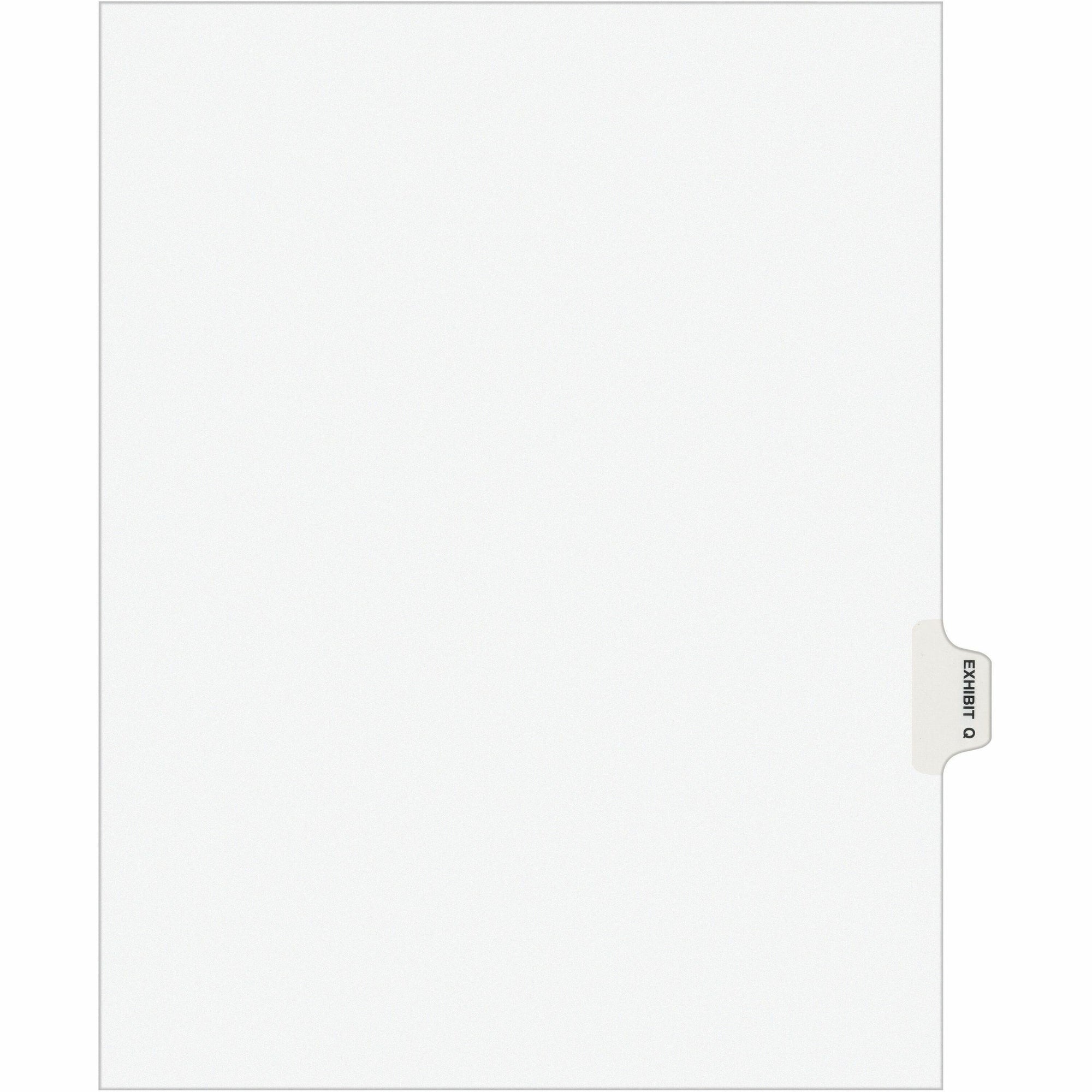 Avery Individual Legal Exhibit Dividers - Avery Style - 1 Printed Tab(s) - Character - Q - 8.5" Divider Width x 11" Divider Length - Letter - White Paper Divider - Paper Tab(s) - Recycled - Reinforced Tab, Rip Proof, Unpunched - 25 / Pack
