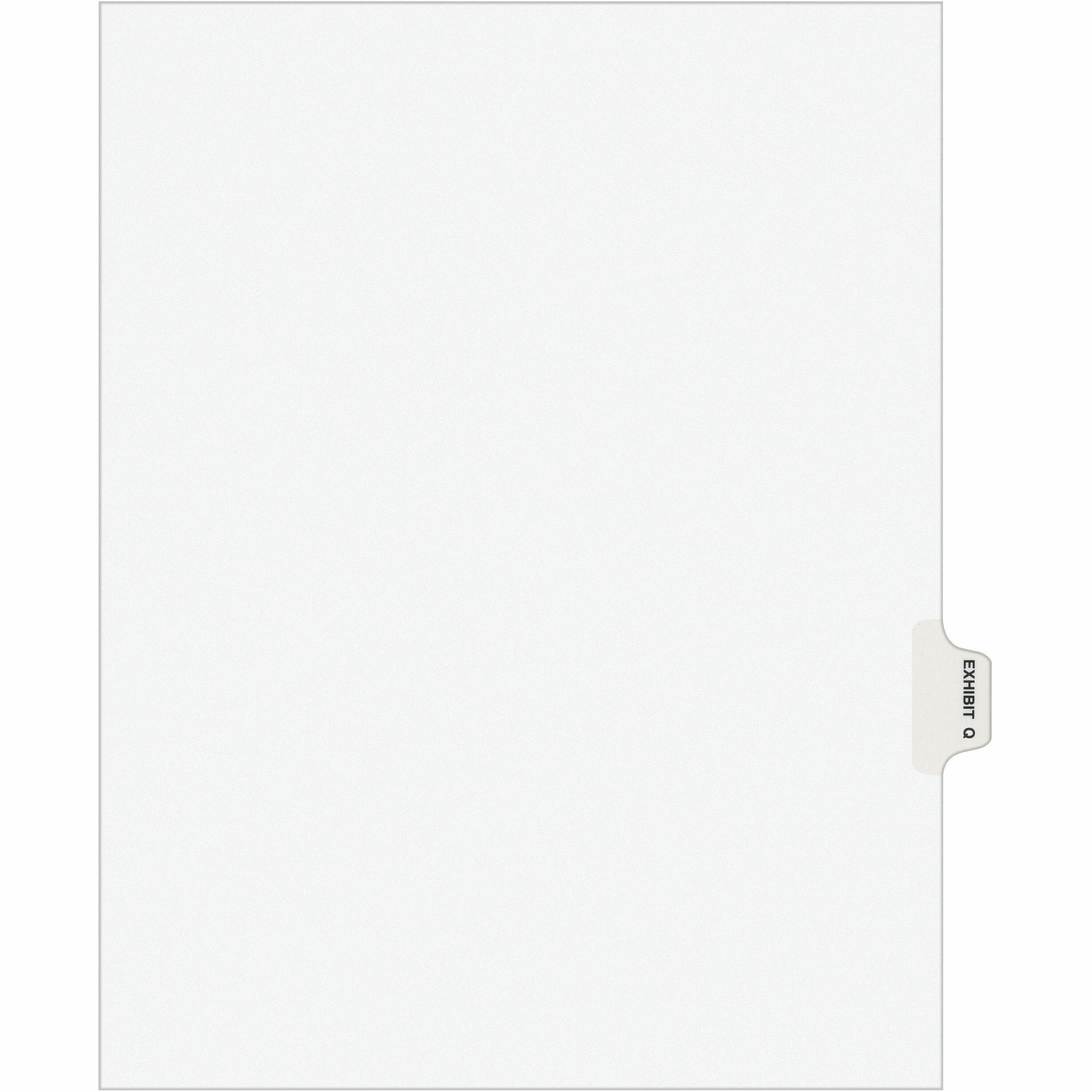 Avery Individual Legal Exhibit Dividers - Avery Style - 1 Printed Tab(s) - Character - Q - 8.5" Divider Width x 11" Divider Length - Letter - White Paper Divider - Paper Tab(s) - Recycled - Reinforced Tab, Rip Proof, Unpunched - 25 / Pack