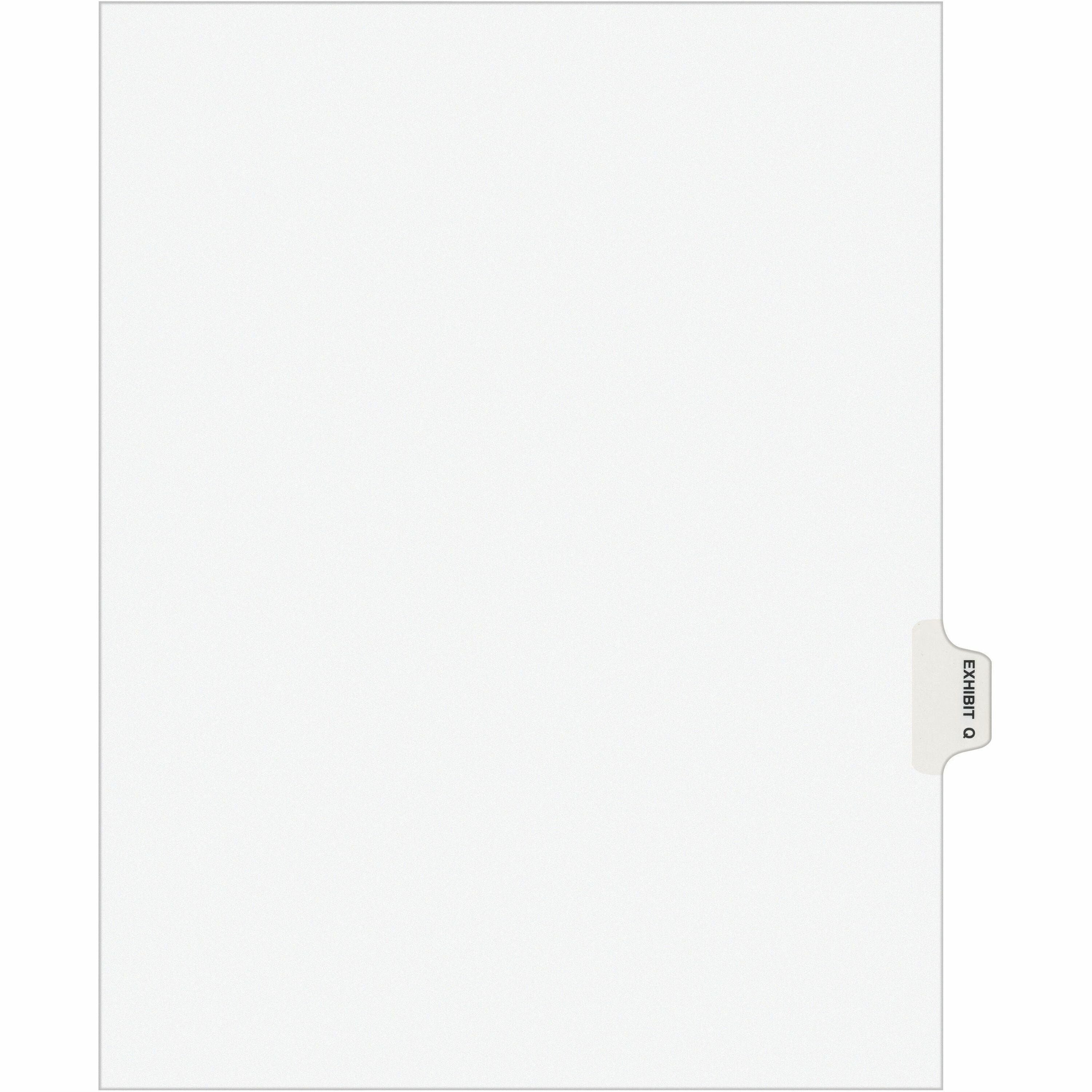 Avery Individual Legal Exhibit Dividers - Avery Style - 1 Printed Tab(s) - Character - Q - 8.5" Divider Width x 11" Divider Length - Letter - White Paper Divider - Paper Tab(s) - Recycled - Reinforced Tab, Rip Proof, Unpunched - 25 / Pack