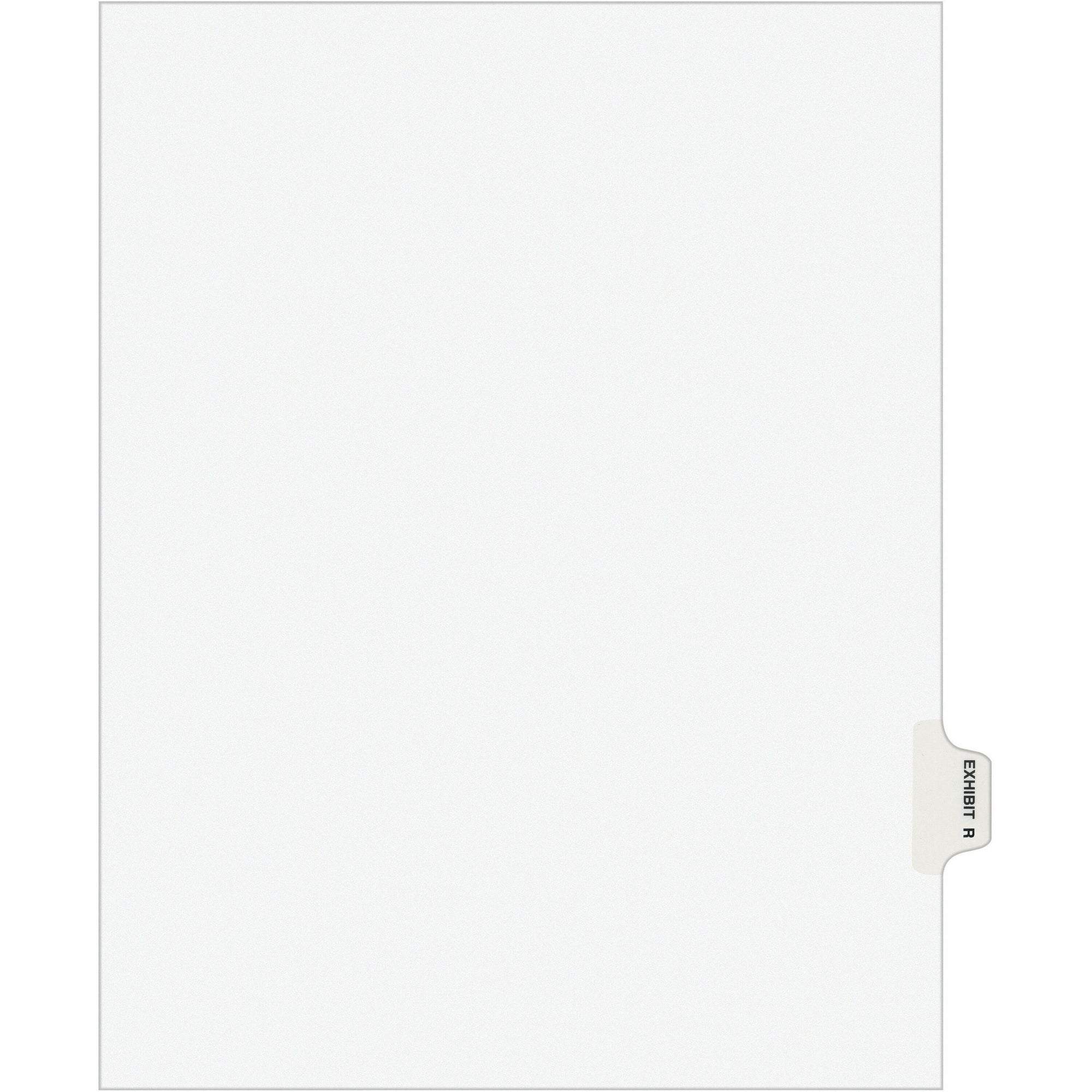 Avery-Style Preprinted Legal Side Tab Divider, 26-Tab, Exhibit R, 11 x 8.5, White, 25/Pack, (1388)