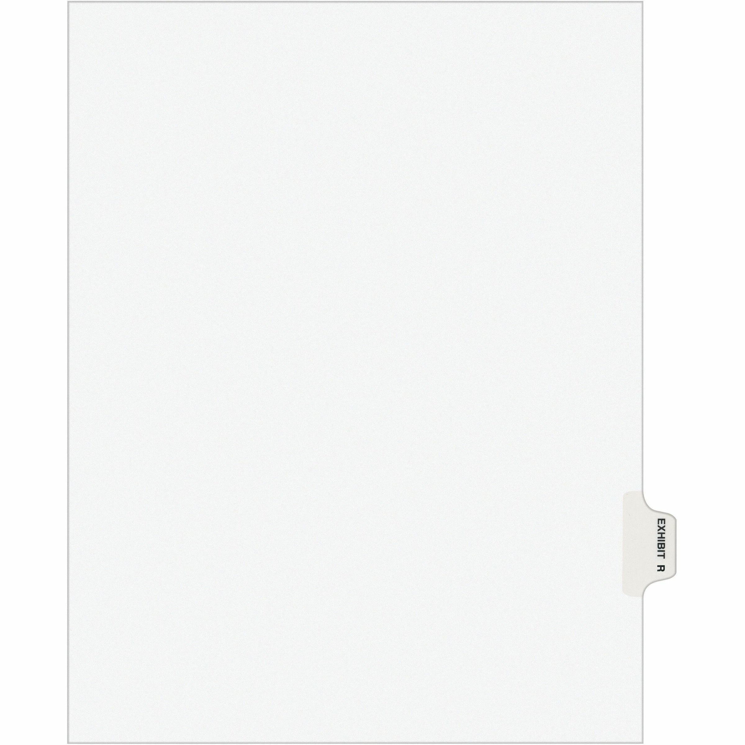 Avery-Style Preprinted Legal Side Tab Divider, 26-Tab, Exhibit R, 11 x 8.5, White, 25/Pack, (1388)