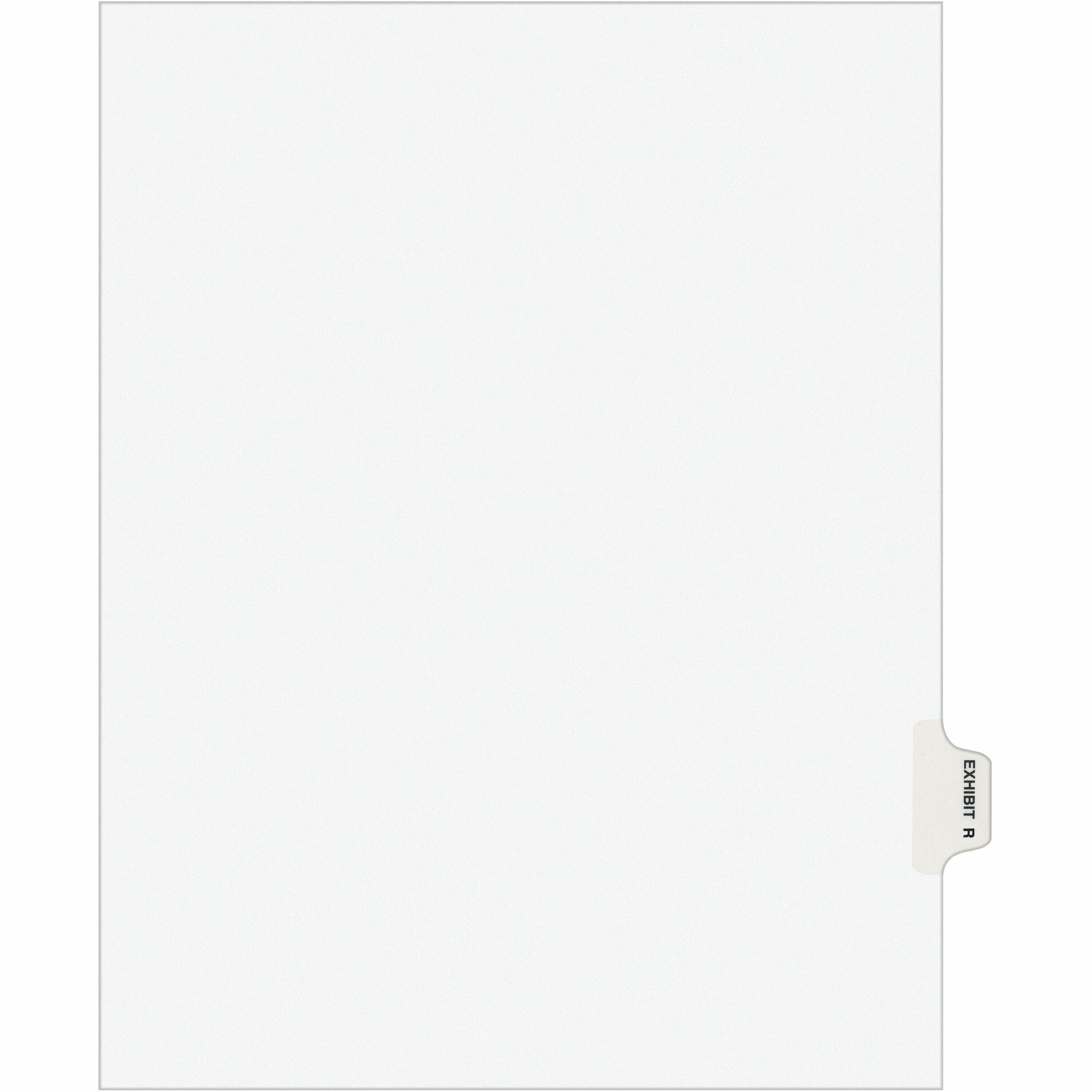Avery-Style Preprinted Legal Side Tab Divider, 26-Tab, Exhibit R, 11 x 8.5, White, 25/Pack, (1388)