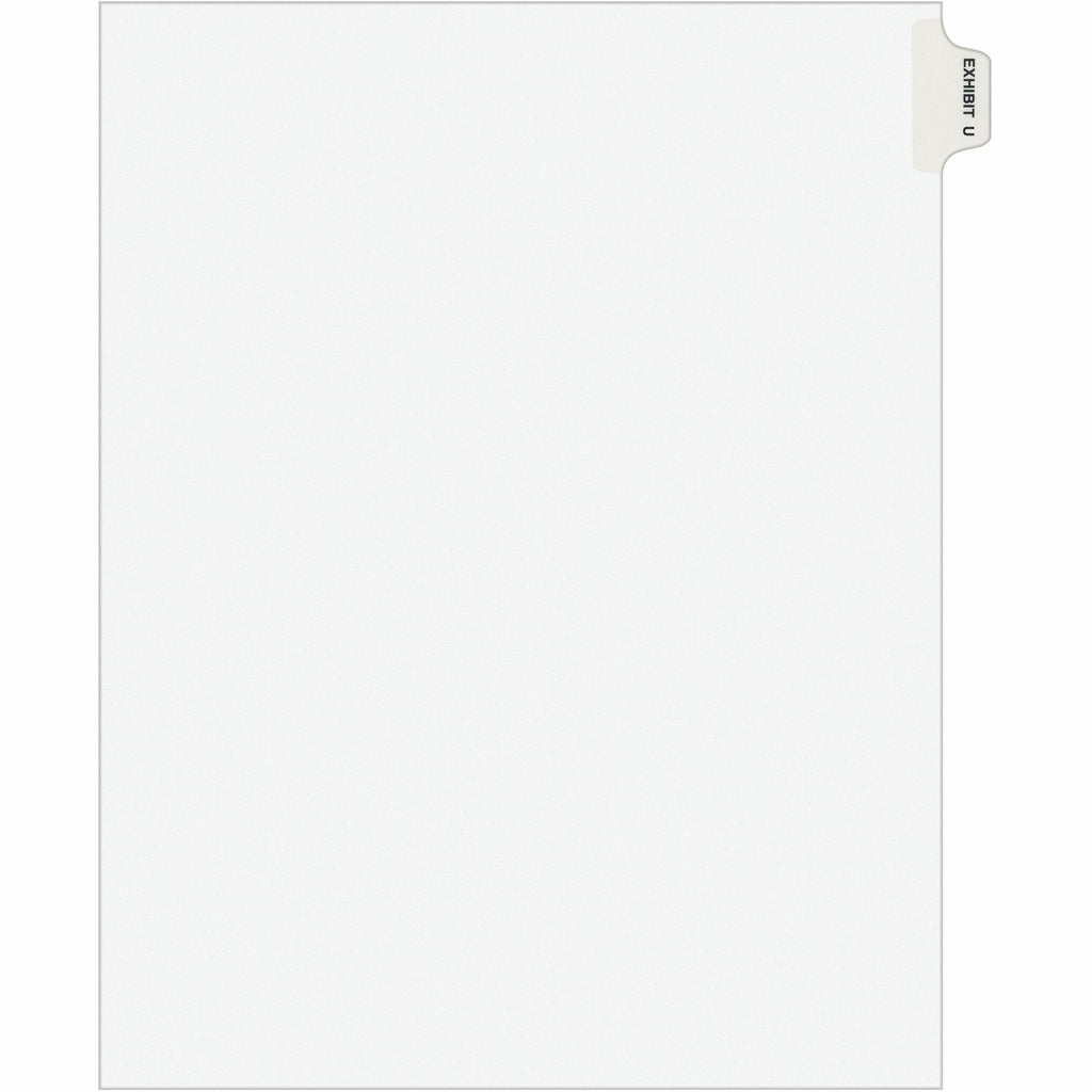 Avery Individual Legal Exhibit Dividers - Avery Style - 1 Printed Tab(s) - Character - U - 8.5" Divider Width x 11" Divider Length - Letter - White Paper Divider - Paper Tab(s) - Recycled - Reinforced Tab, Rip Proof, Unpunched - 25 / Pack