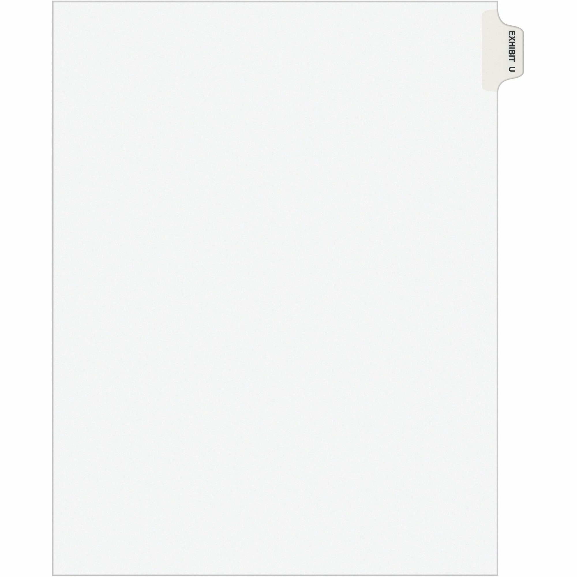 Avery Individual Legal Exhibit Dividers - Avery Style - 1 Printed Tab(s) - Character - U - 8.5" Divider Width x 11" Divider Length - Letter - White Paper Divider - Paper Tab(s) - Recycled - Reinforced Tab, Rip Proof, Unpunched - 25 / Pack