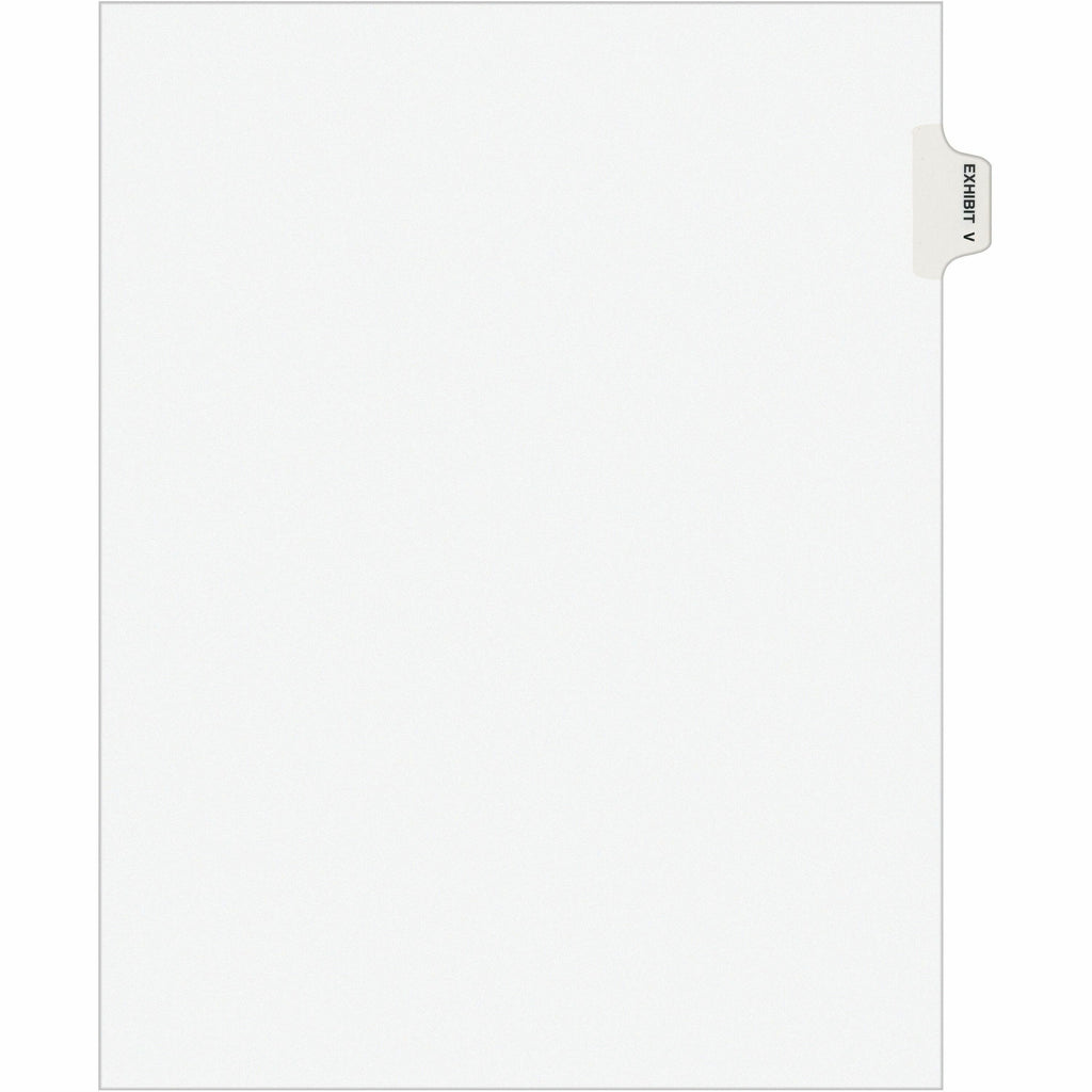 Avery-Style Preprinted Legal Side Tab Divider, 26-Tab, Exhibit V, 11 x 8.5, White, 25/Pack, (1392)