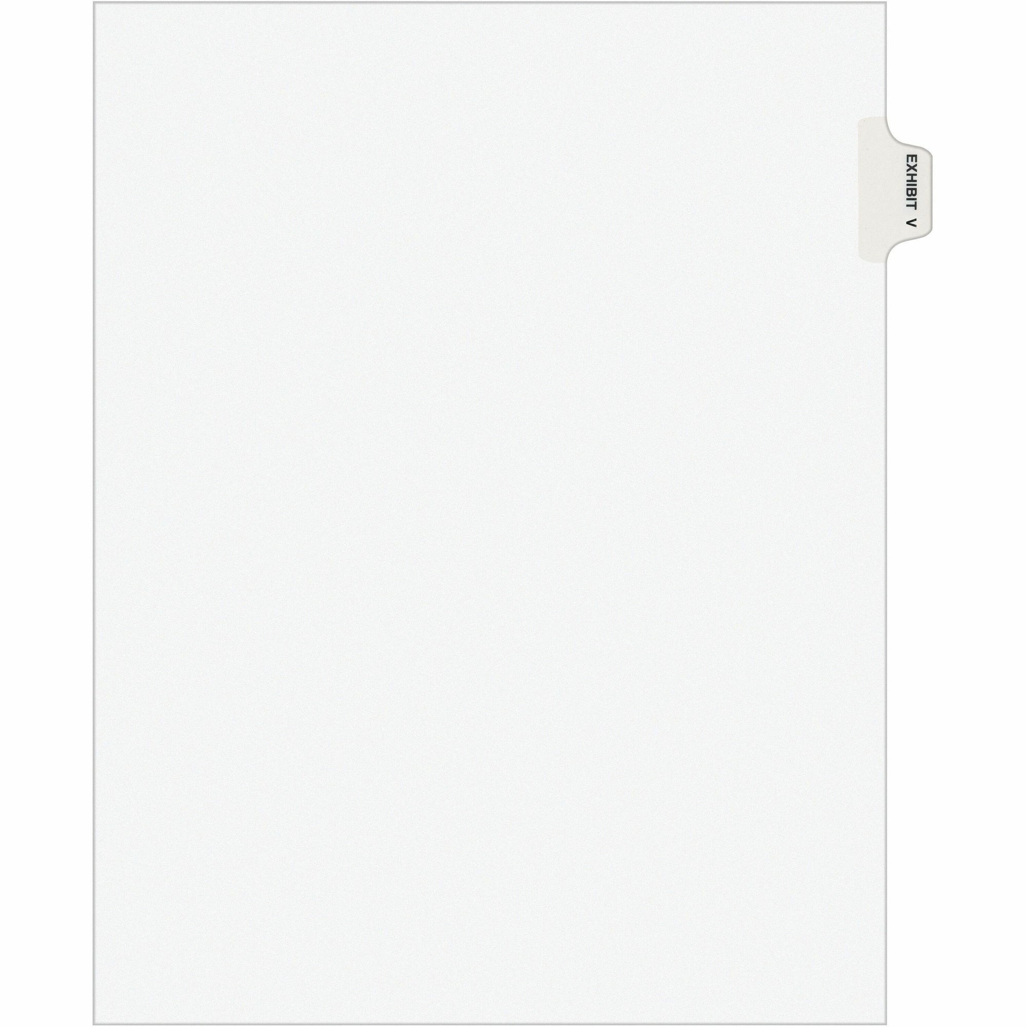 Avery-Style Preprinted Legal Side Tab Divider, 26-Tab, Exhibit V, 11 x 8.5, White, 25/Pack, (1392)