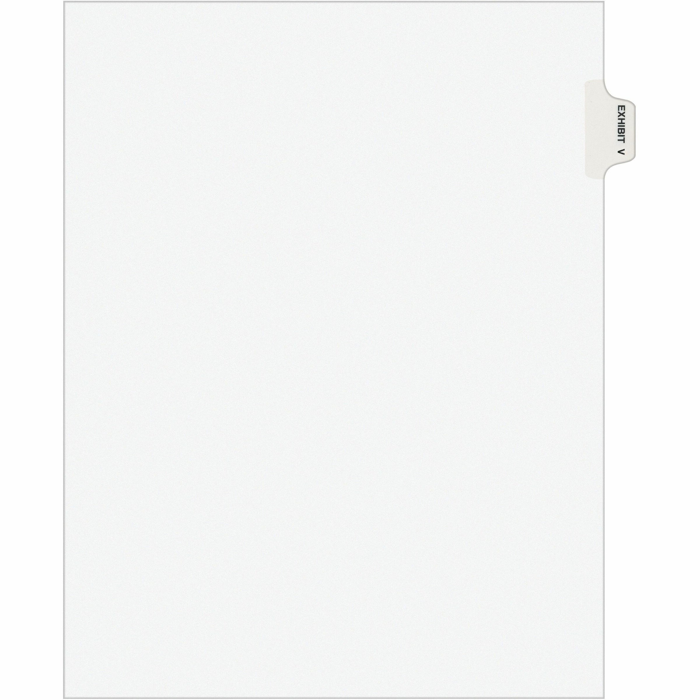Avery-Style Preprinted Legal Side Tab Divider, 26-Tab, Exhibit V, 11 x 8.5, White, 25/Pack, (1392)