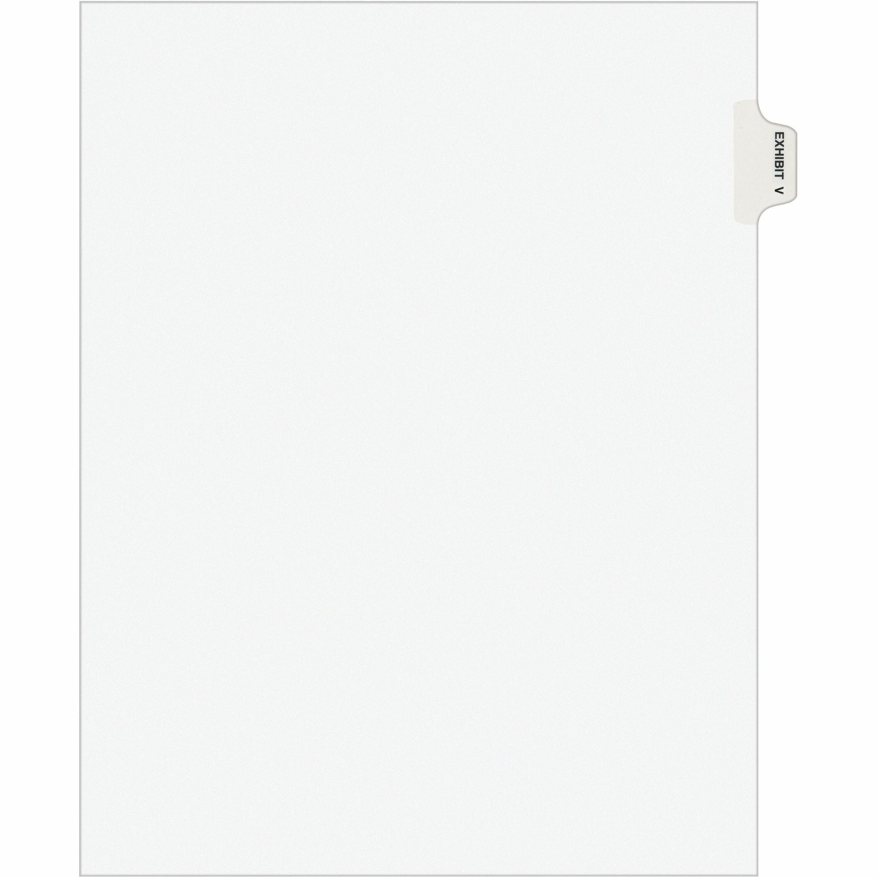 Avery-Style Preprinted Legal Side Tab Divider, 26-Tab, Exhibit V, 11 x 8.5, White, 25/Pack, (1392)