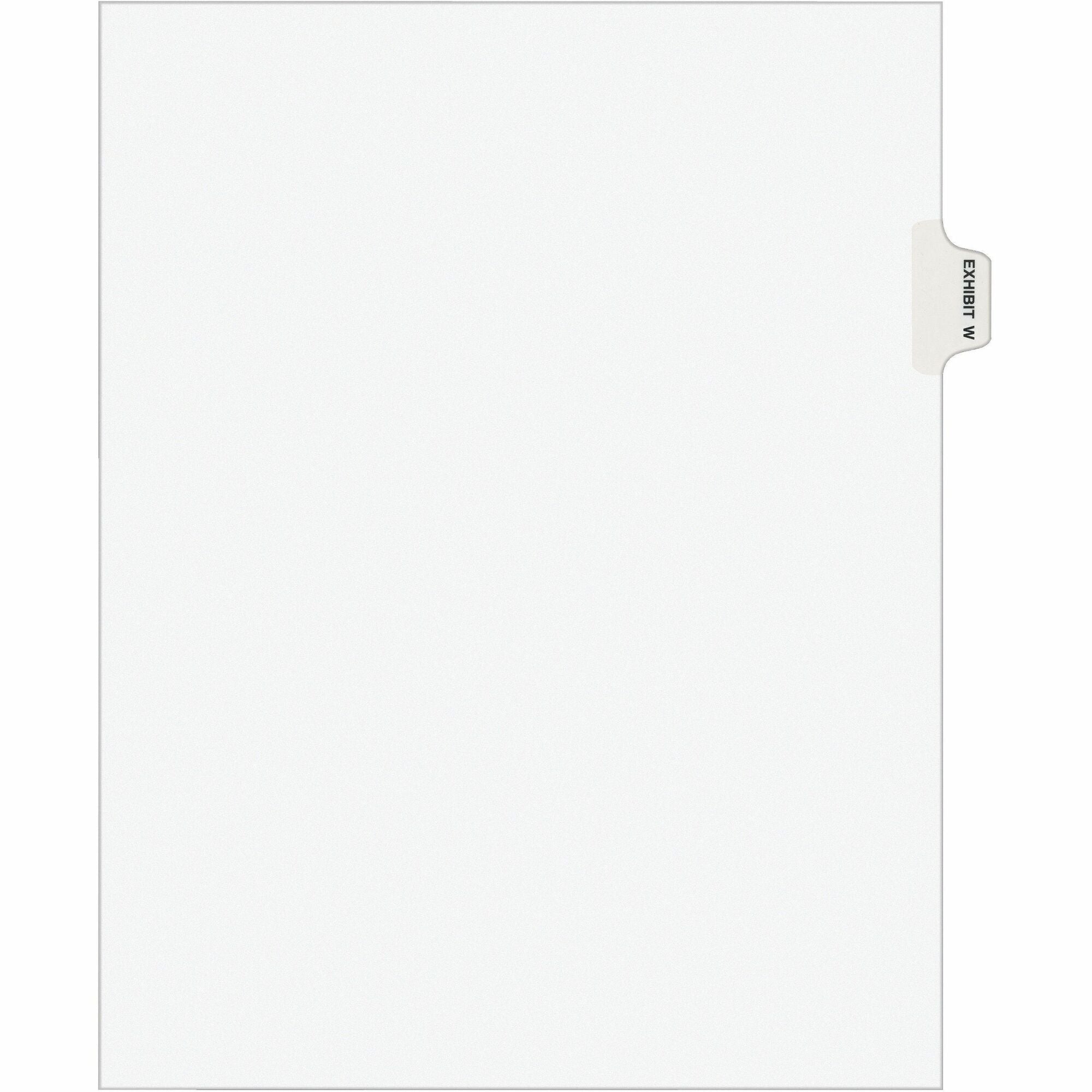 Avery Individual Legal Exhibit Dividers - Avery Style - 1 Printed Tab(s) - Character - W - 8.5" Divider Width x 11" Divider Length - Letter - White Paper Divider - Paper Tab(s) - Recycled - Reinforced Tab, Rip Proof, Unpunched - 25 / Pack - 