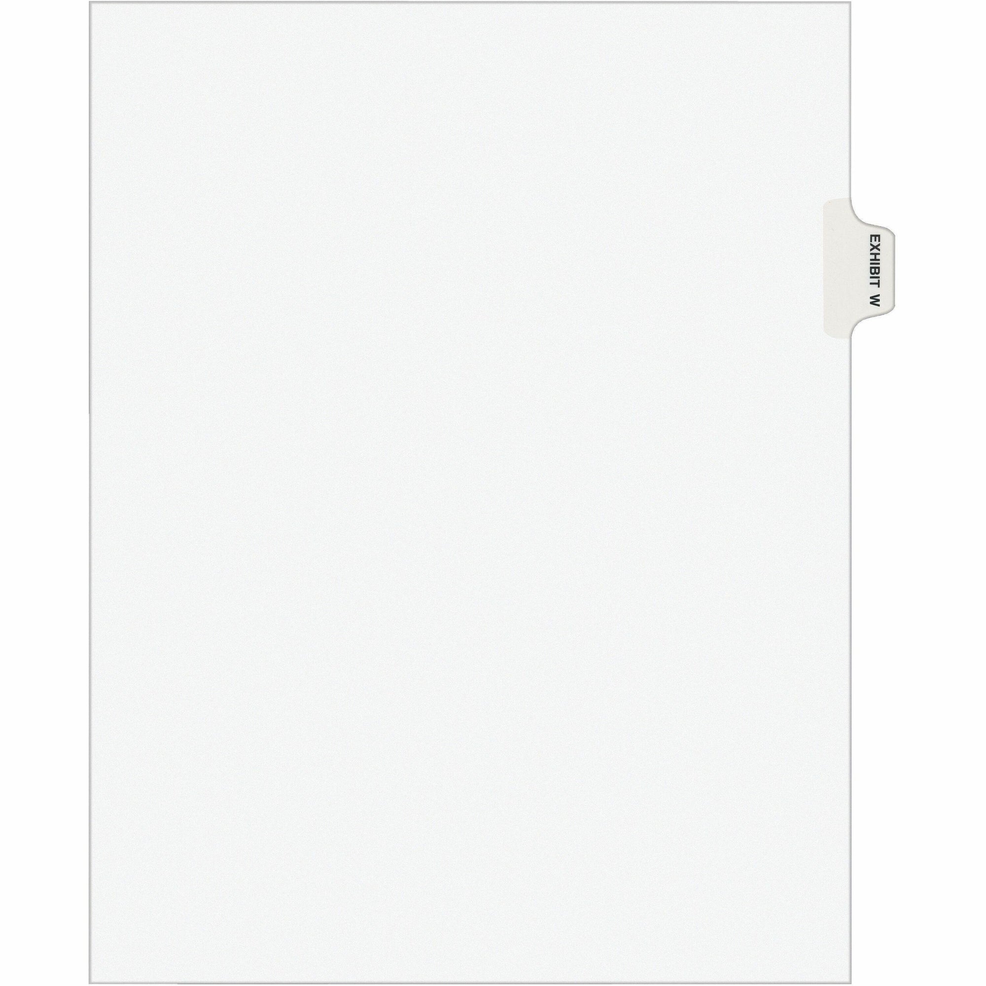 Avery Individual Legal Exhibit Dividers - Avery Style - 1 Printed Tab(s) - Character - W - 8.5" Divider Width x 11" Divider Length - Letter - White Paper Divider - Paper Tab(s) - Recycled - Reinforced Tab, Rip Proof, Unpunched - 25 / Pack