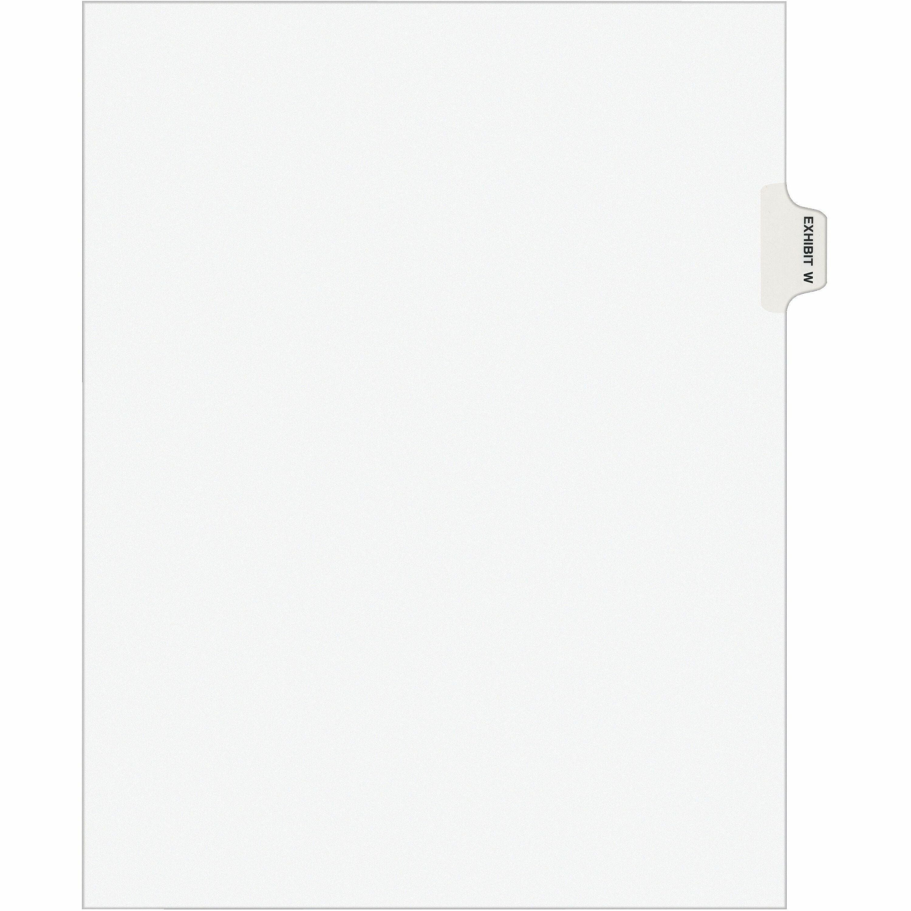 Avery Individual Legal Exhibit Dividers - Avery Style - 1 Printed Tab(s) - Character - W - 8.5" Divider Width x 11" Divider Length - Letter - White Paper Divider - Paper Tab(s) - Recycled - Reinforced Tab, Rip Proof, Unpunched - 25 / Pack