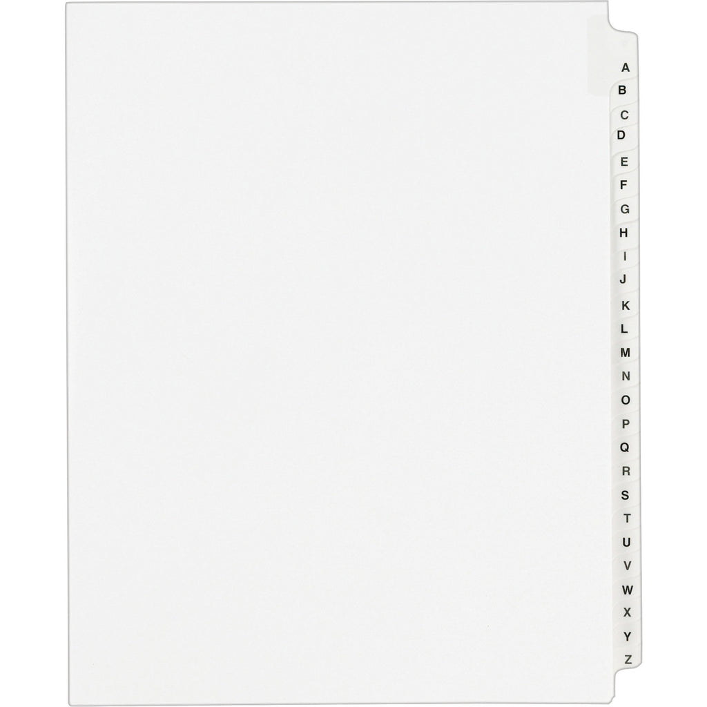 Preprinted Legal Exhibit Side Tab Index Dividers, Avery Style, 26-Tab, A to Z, 11 x 8.5, White, 1 Set, (1400)