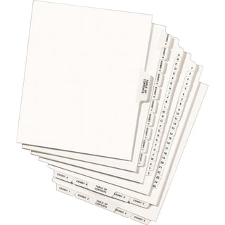 Preprinted Legal Exhibit Side Tab Index Dividers, Avery Style, 26-Tab, A to Z, 11 x 8.5, White, 1 Set, (1400)