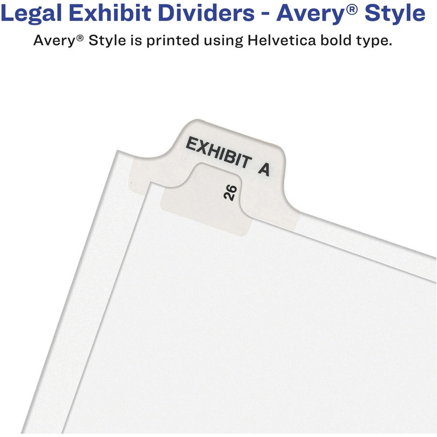 Preprinted Legal Exhibit Side Tab Index Dividers, Avery Style, 26-Tab, A to Z, 11 x 8.5, White, 1 Set, (1400)