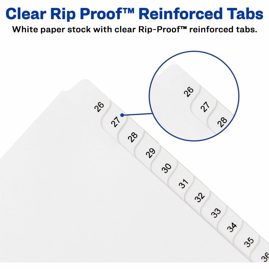 Preprinted Legal Exhibit Side Tab Index Dividers, Allstate Style, 25-Tab, 26 to 50, 11 x 8.5, White, 1 Set, (1702)
