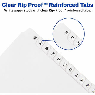 Preprinted Legal Exhibit Side Tab Index Dividers, Allstate Style, 25-Tab, 26 to 50, 11 x 8.5, White, 1 Set, (1702)