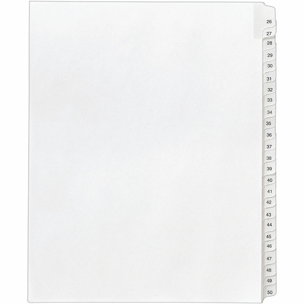 Preprinted Legal Exhibit Side Tab Index Dividers, Allstate Style, 25-Tab, 26 to 50, 11 x 8.5, White, 1 Set, (1702)