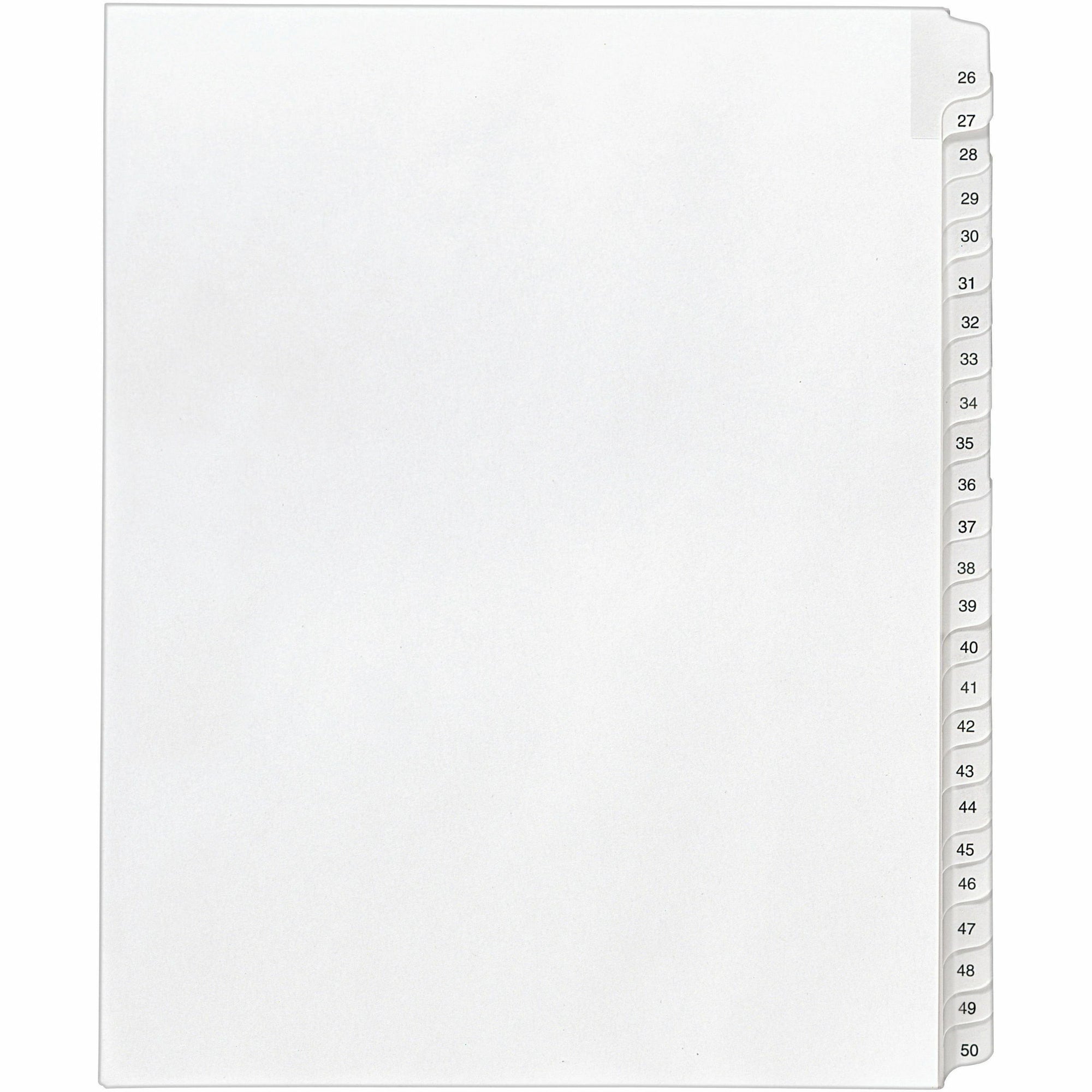 Preprinted Legal Exhibit Side Tab Index Dividers, Allstate Style, 25-Tab, 26 to 50, 11 x 8.5, White, 1 Set, (1702)