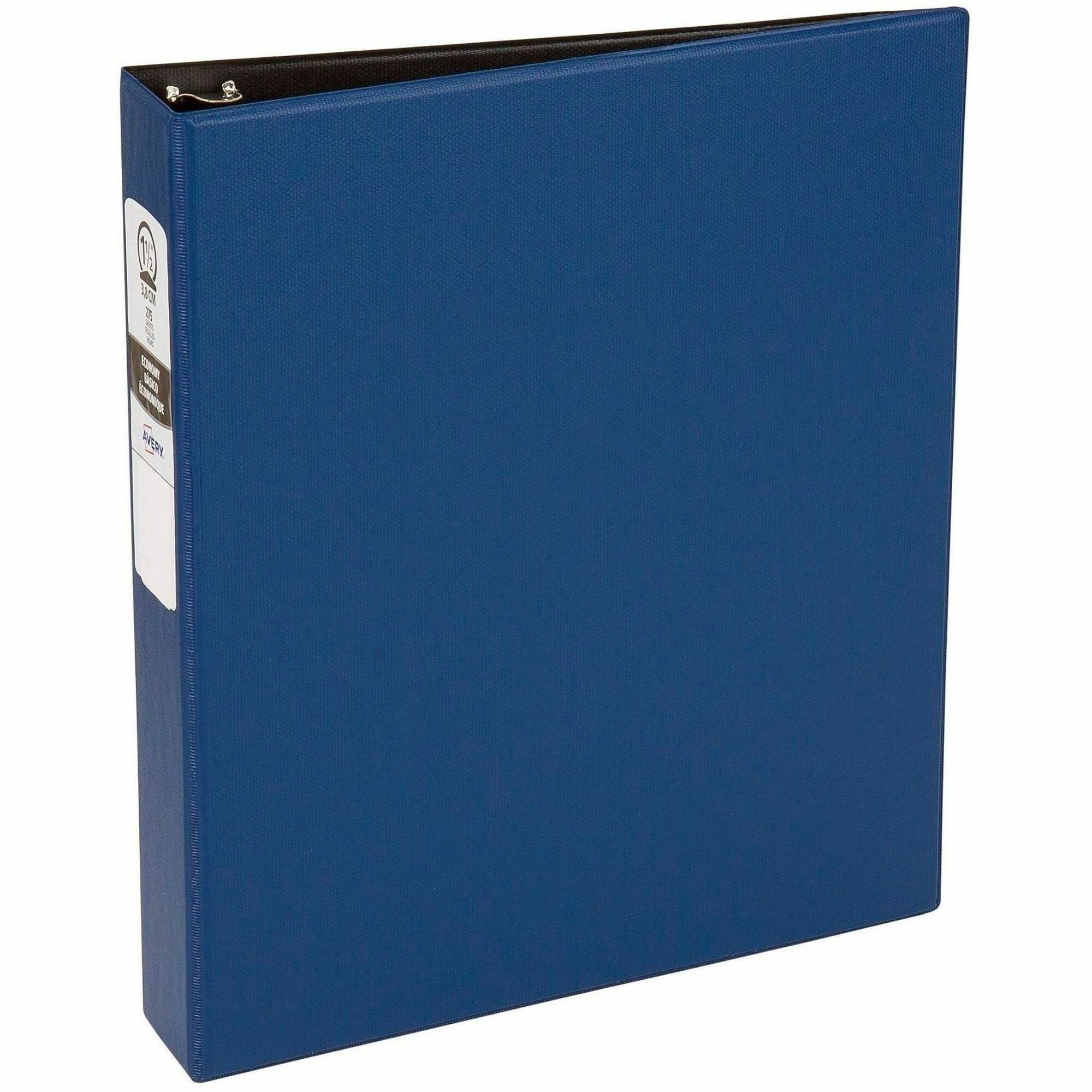Economy Non-View Binder with Round Rings, 3 Rings, 1.5" Capacity, 11 x 8.5, Blue, (3400)