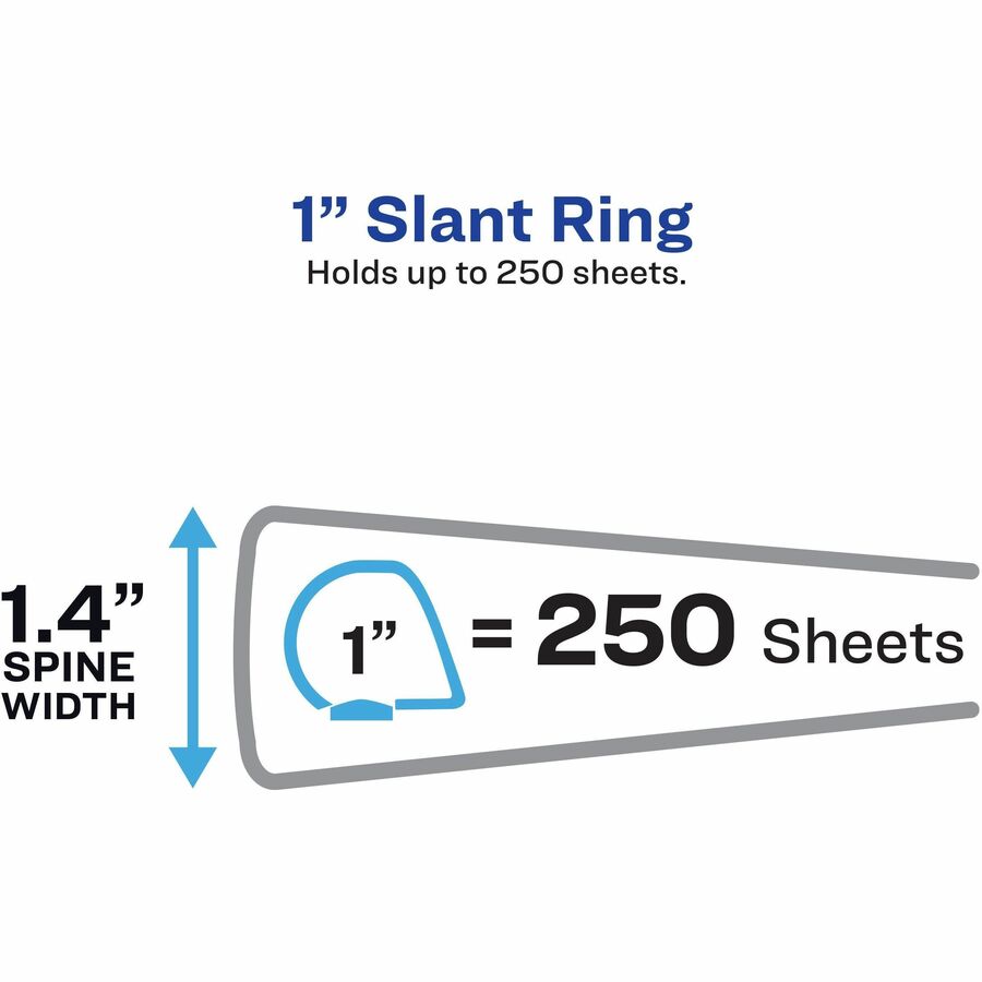 Heavy-Duty Non Stick View Binder with DuraHinge and Slant Rings, 3 Rings, 1" Capacity, 11 x 8.5, White, (5304)