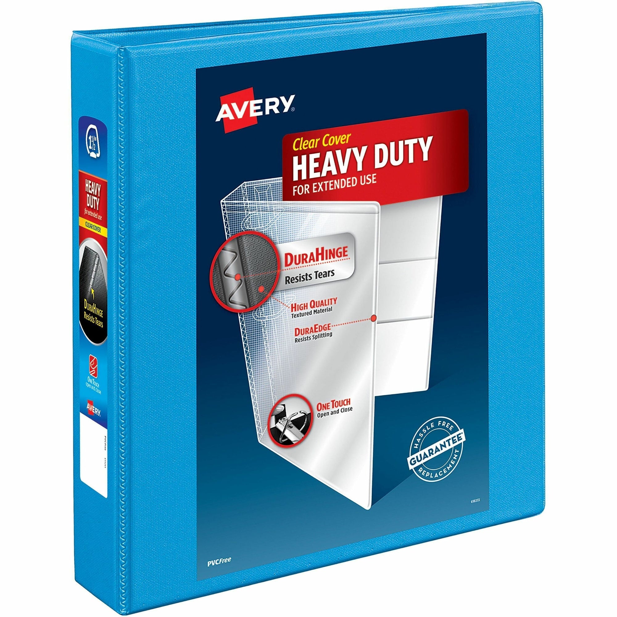 Heavy-Duty Non Stick View Binder with DuraHinge and Slant Rings, 3 Rings, 1.5" Capacity, 11 x 8.5, Light Blue, (5401)