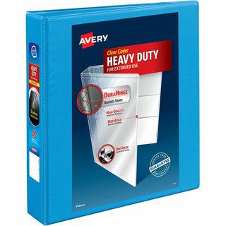 Heavy-Duty Non Stick View Binder with DuraHinge and Slant Rings, 3 Rings, 1.5" Capacity, 11 x 8.5, Light Blue, (5401)