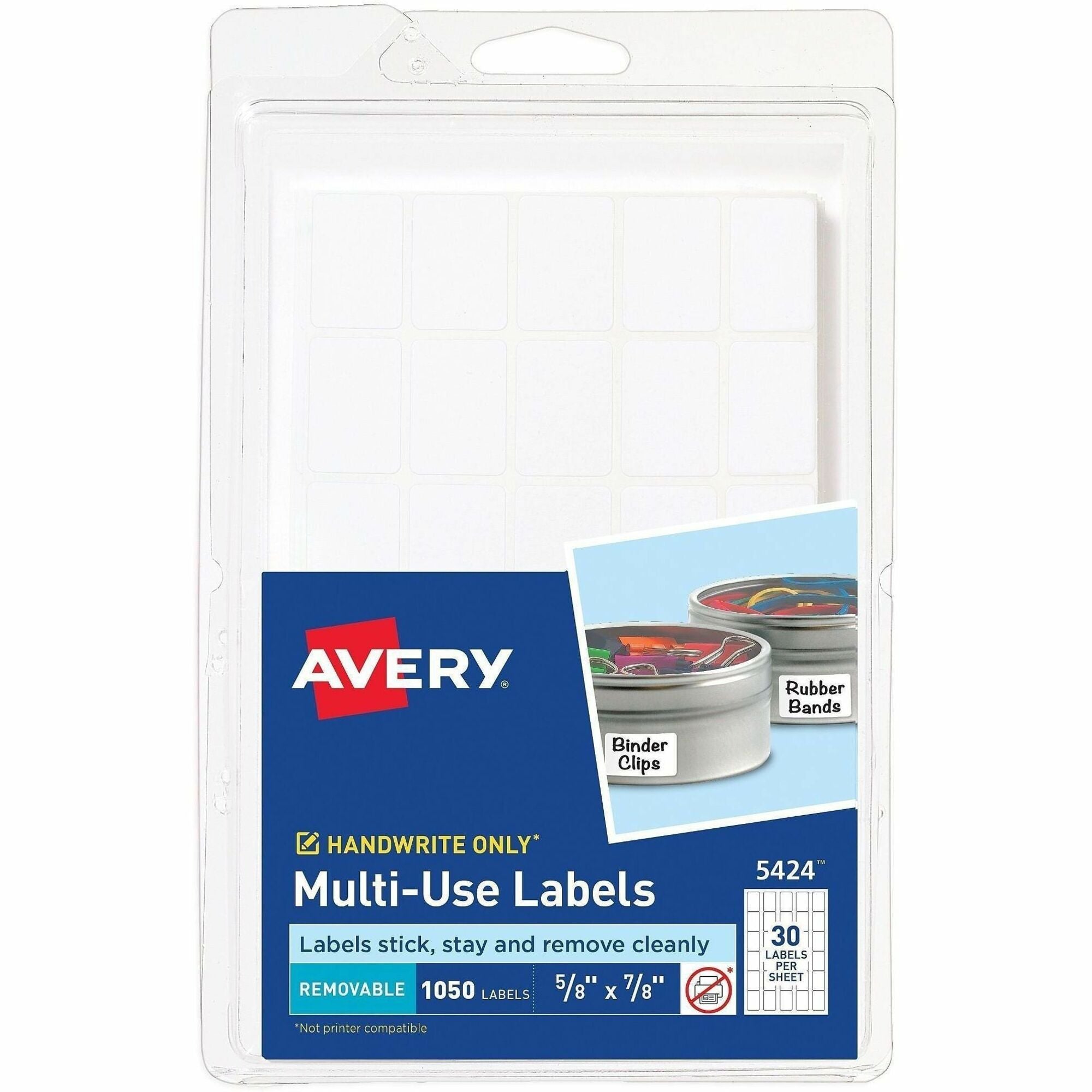 Removable Multi-Use Labels, Handwrite Only, 0.63 x 0.88, White, 30/Sheet, 35 Sheets/Pack, (5424)