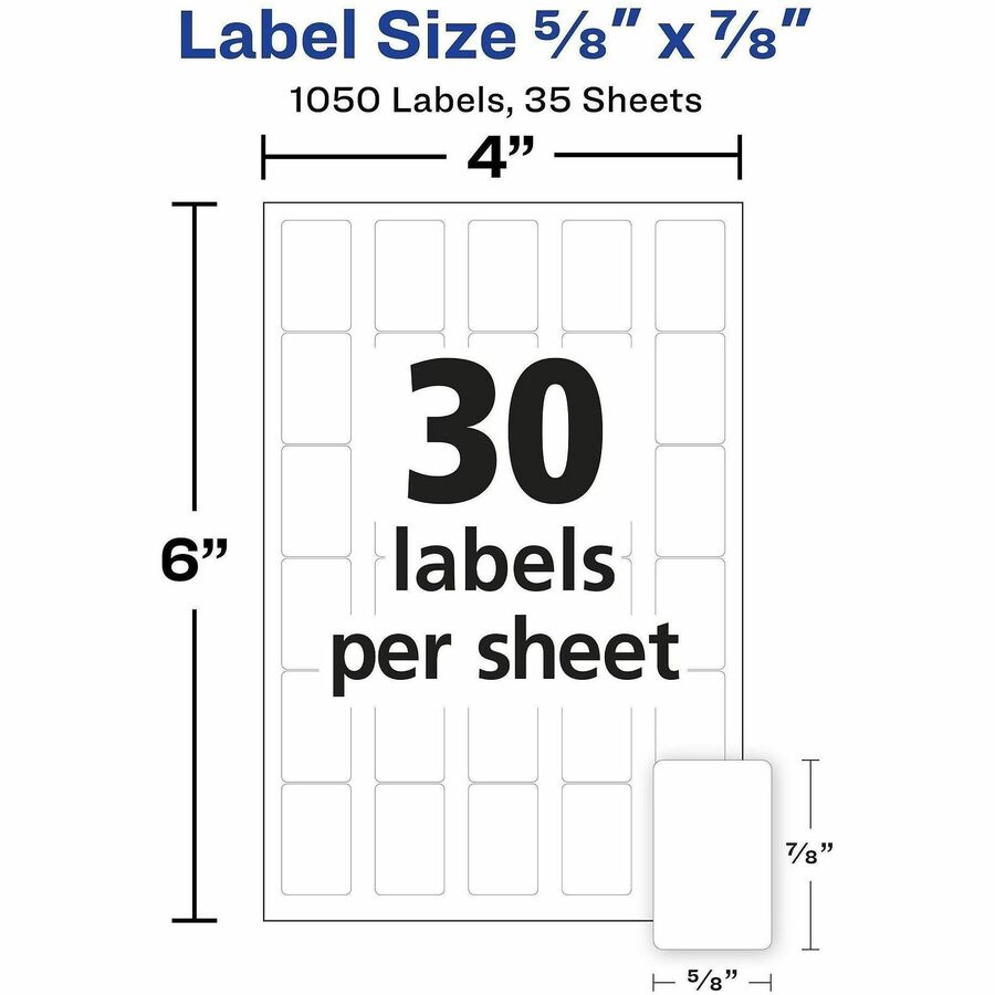 Removable Multi-Use Labels, Handwrite Only, 0.63 x 0.88, White, 30/Sheet, 35 Sheets/Pack, (5424)