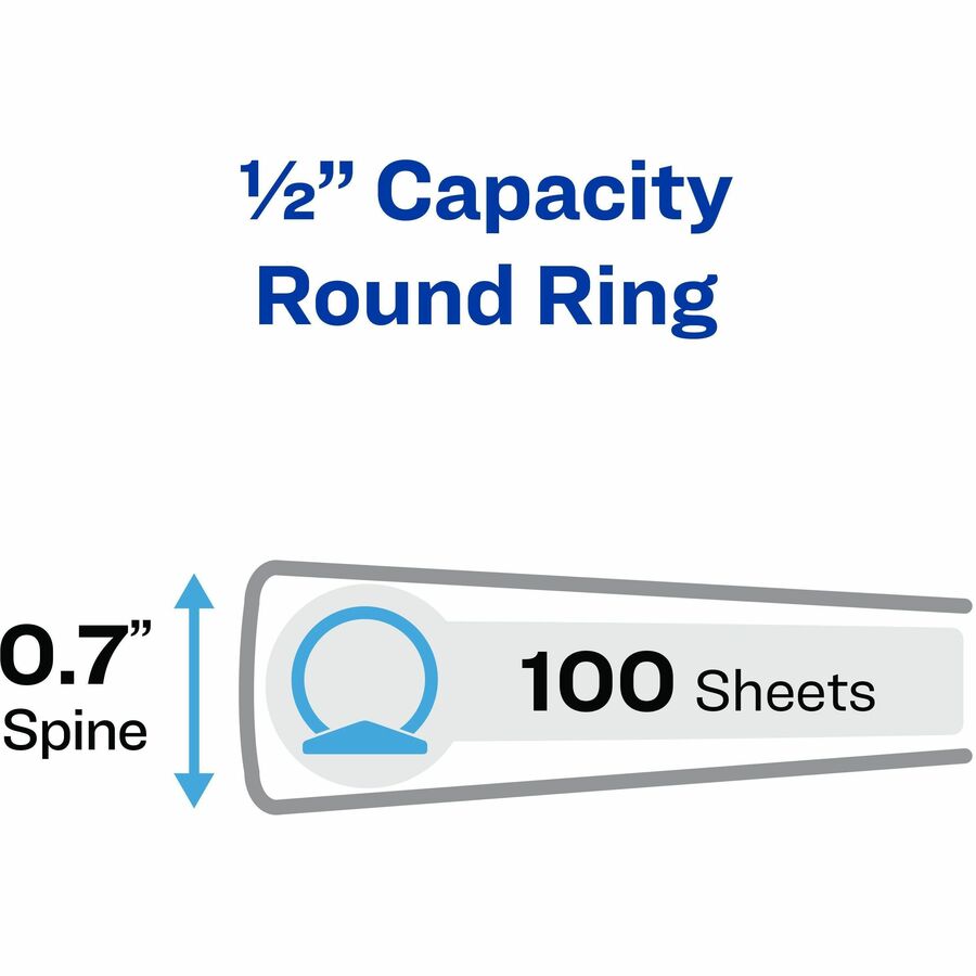 Economy View Binder with Round Rings , 3 Rings, 0.5" Capacity, 11 x 8.5, Black, (5705)