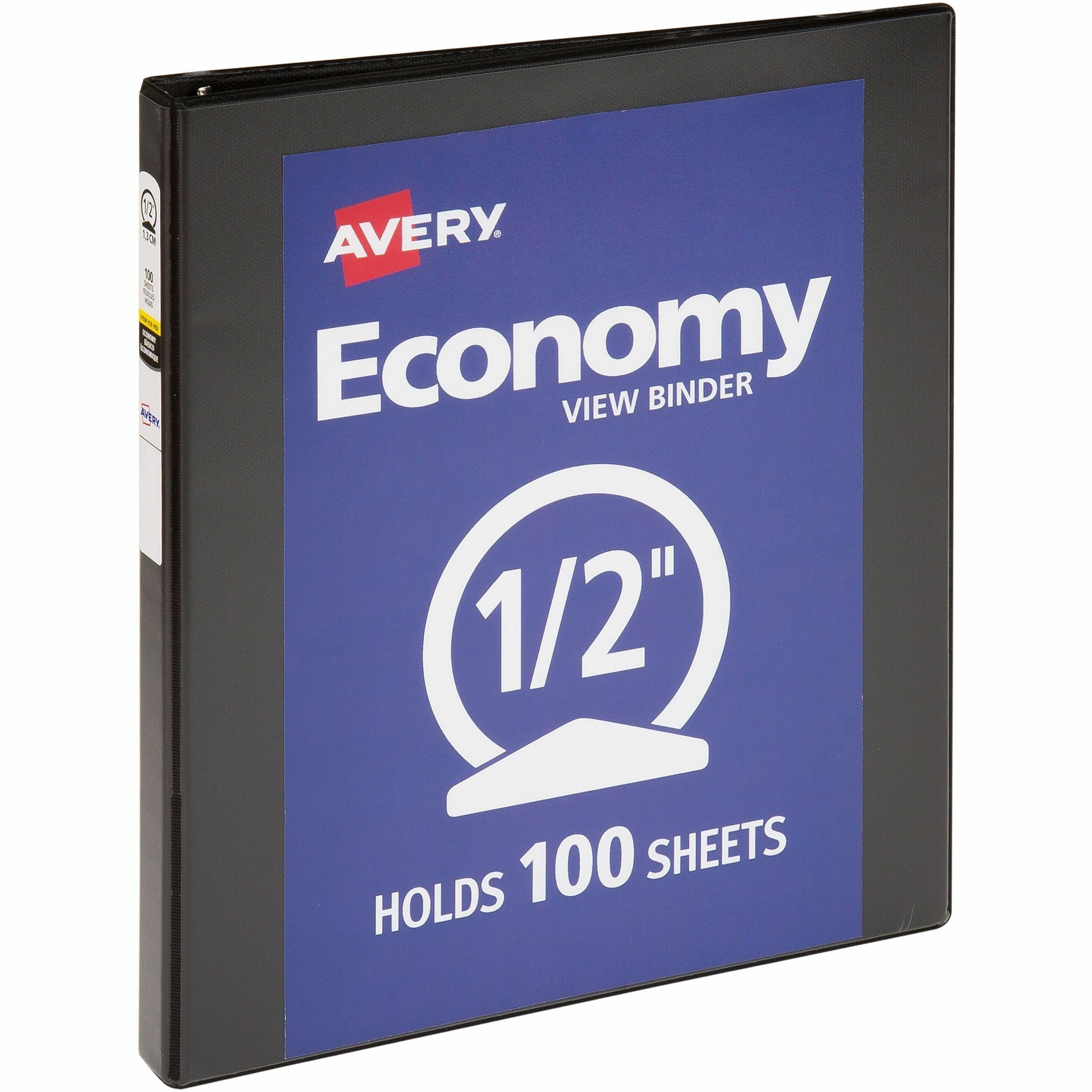Economy View Binder with Round Rings , 3 Rings, 0.5" Capacity, 11 x 8.5, Black, (5705)