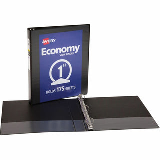 Economy View Binder with Round Rings , 3 Rings, 1" Capacity, 11 x 8.5, Black, (5710)