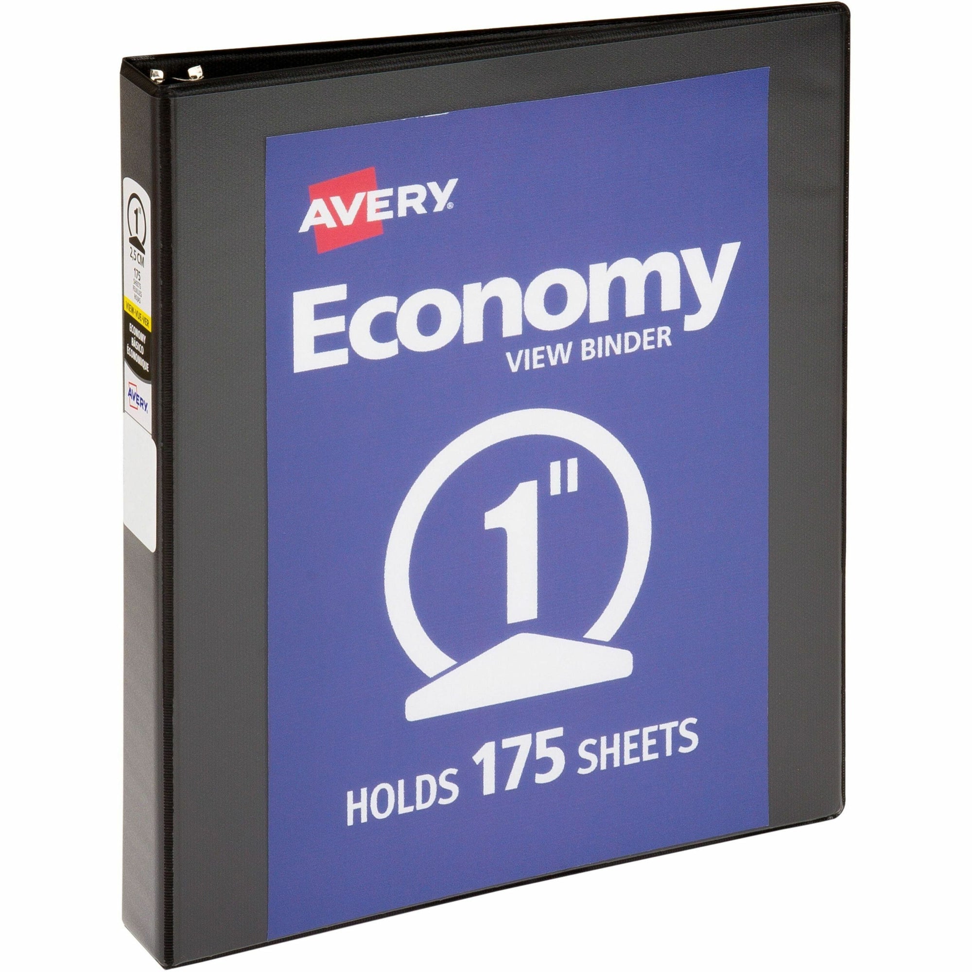 Economy View Binder with Round Rings , 3 Rings, 1" Capacity, 11 x 8.5, Black, (5710)